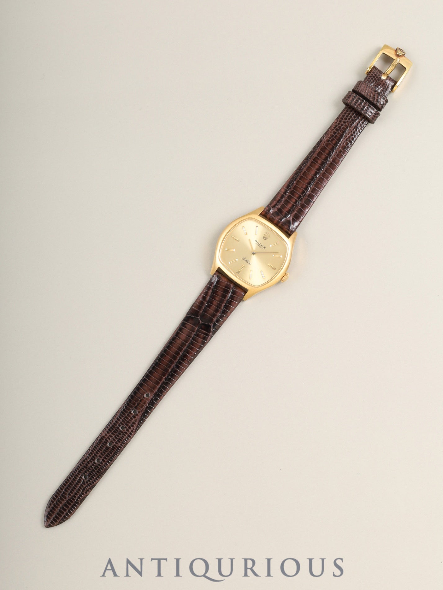 Rolex Cellini 3801 Manual Winding Cal.1600 750YG Leather Original Pin Buckle (GP) Gold Dial 42-serial (1974) Warranty (1978) Booklet Overhauled