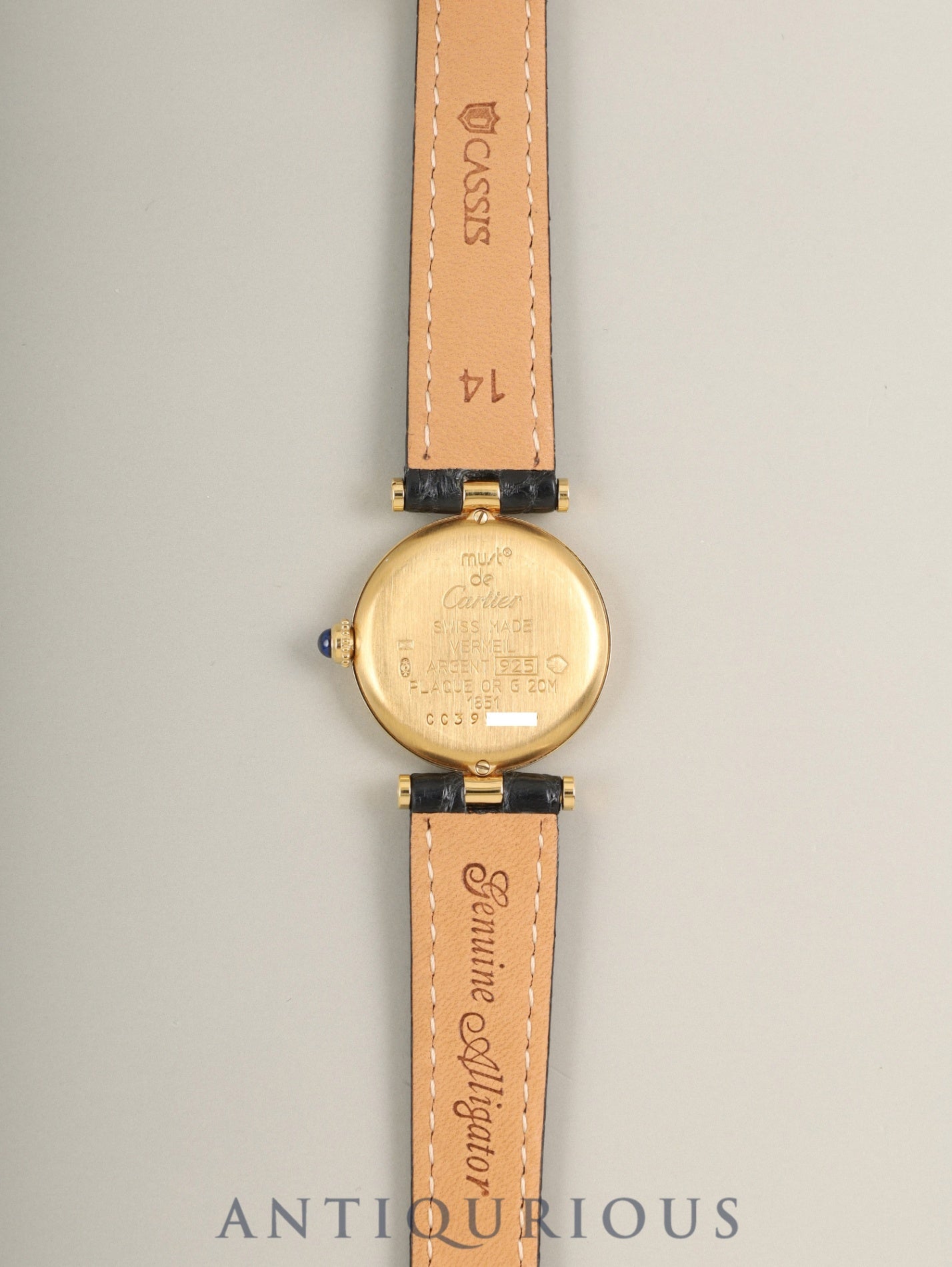 カルティエ マスト ヴァンドーム VLC SM W1009854 / 1851 クォーツ Cal.90.06 SV925 革 純正Dバックル(GP)飛びアラビア文字盤 箱 冊子 保証書(2000年)オーバーホール済み