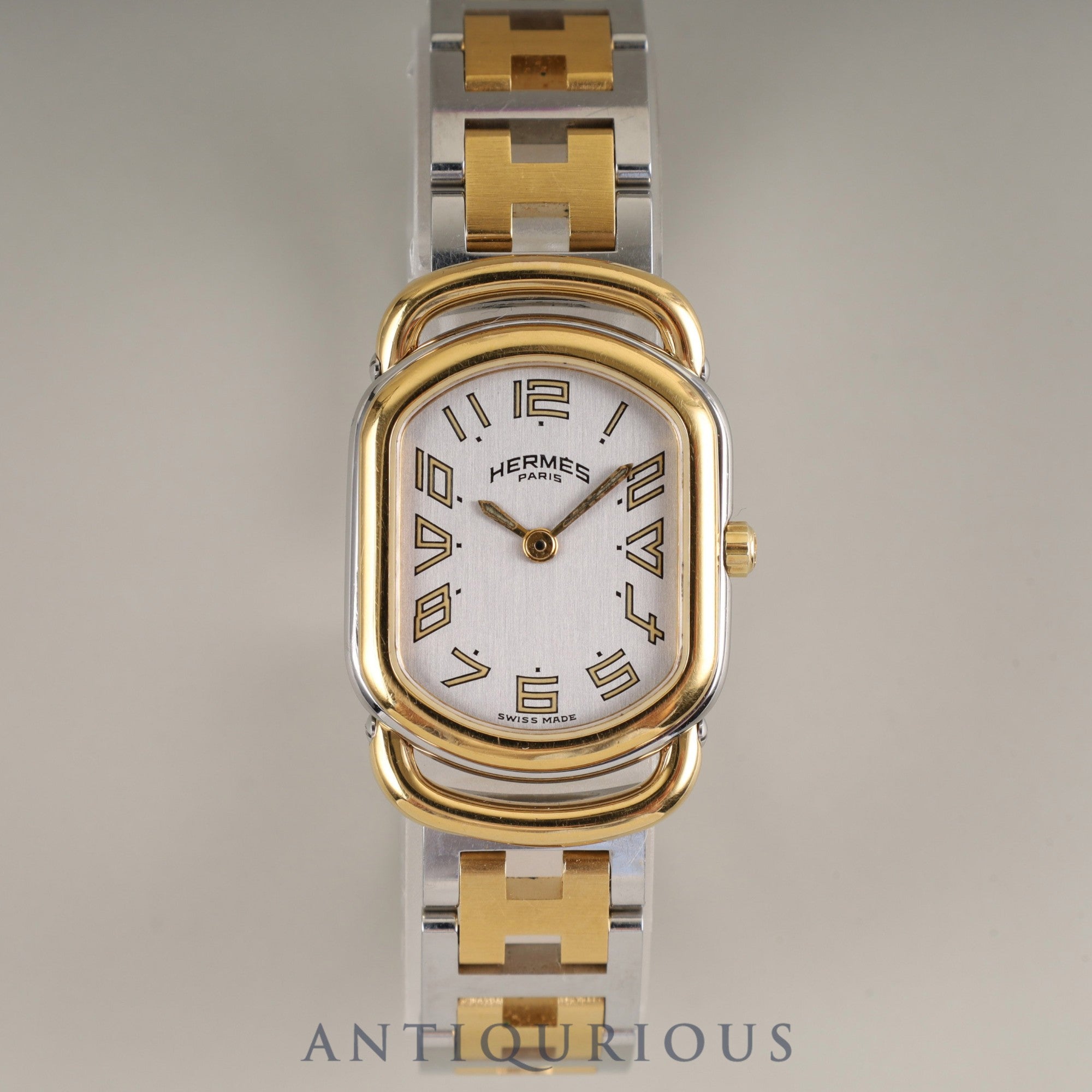 Hermes Rally 77.03 Quartz Cal.976.001 SS/GP SS/GP Gray Dial Overhauled