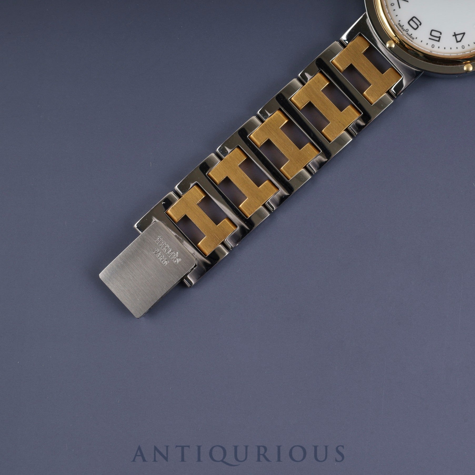 Hermes Clipper 48 03 Quartz SS/GP SS/GP White Dial Overhauled
