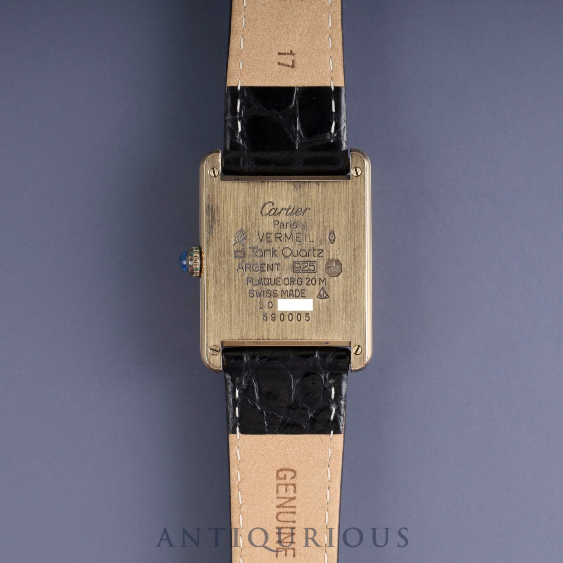 カルティエ マストタンク LM 590005 クォーツ Cal.90 SV925 革 純正尾錠(GP) サイドトリニティ文字盤 オーバーホール済み