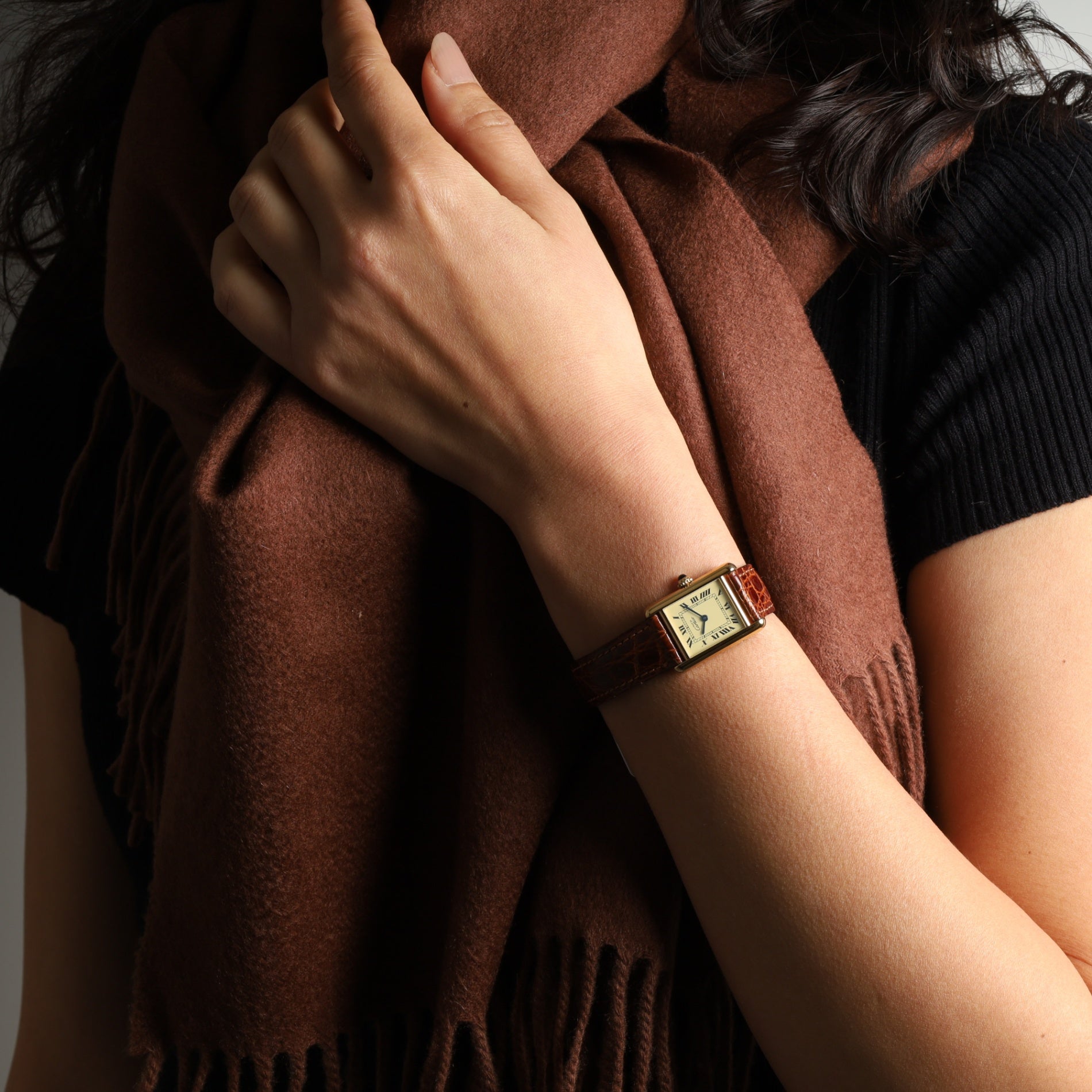 カルティエ マストタンク SM QZ アイボリーローマン文字盤 箱 保証書 1994年