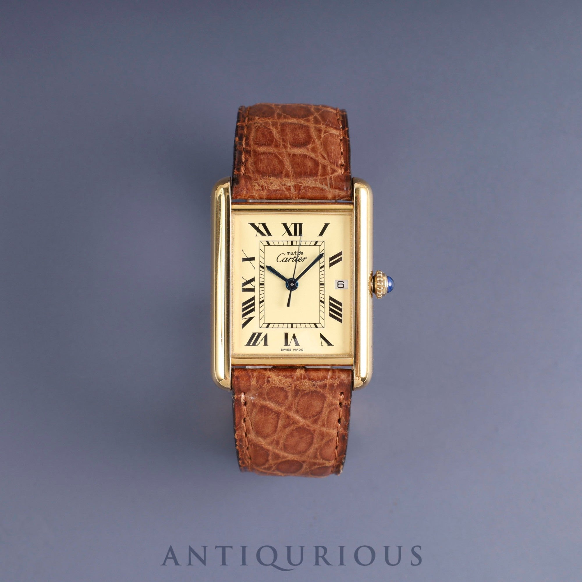 カルティエ マストタンク GM(XL)W1017454 / 2413 クォーツ Cal.687 SV925 純正革ベルト 純正Dバックル(GP)アイボリーローマン文字盤 1999年頃~2003年頃 オーバーホール済み