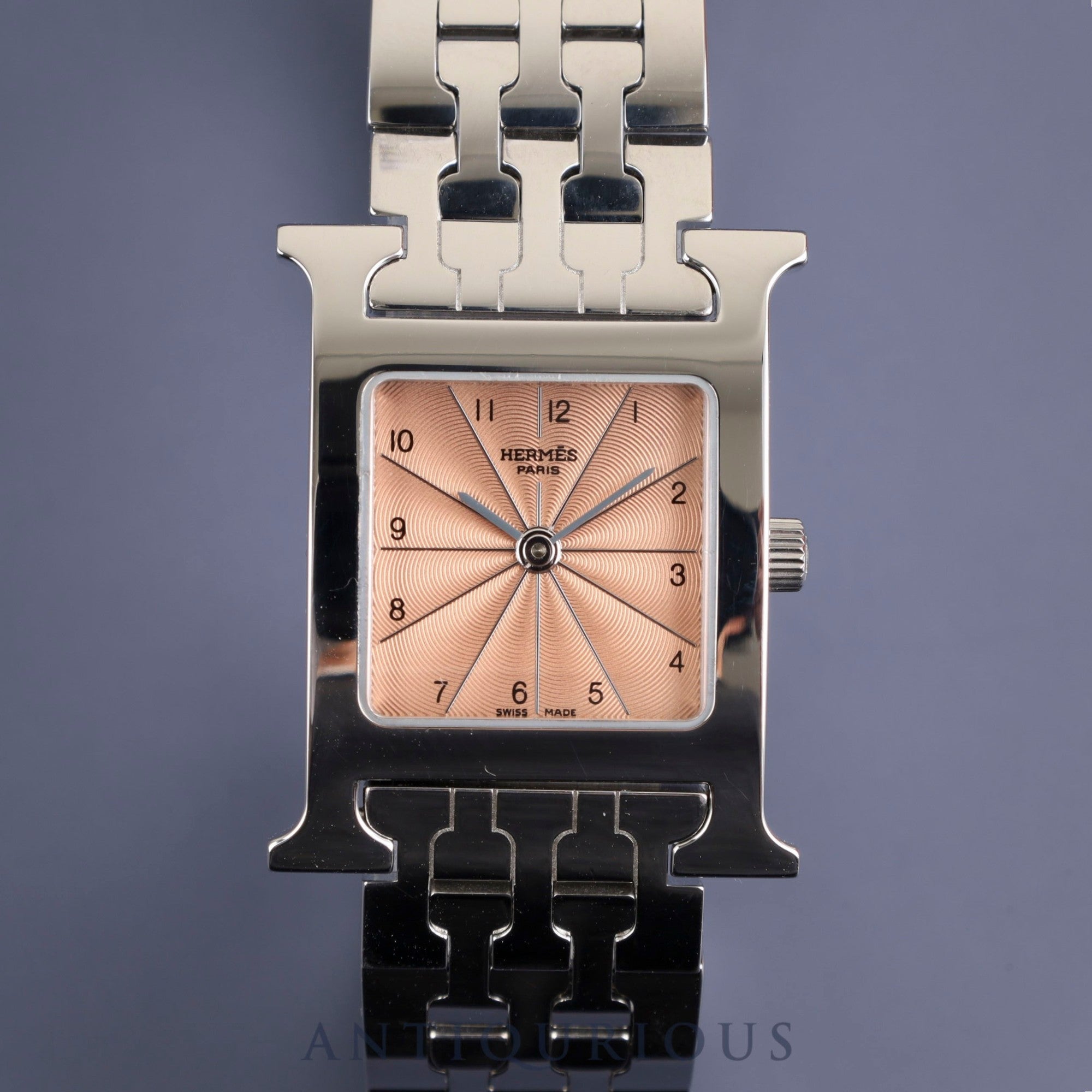 Hermes H Watch HH1.210 Quartz Cal.901.001 SS Orange Dial Box Overhauled