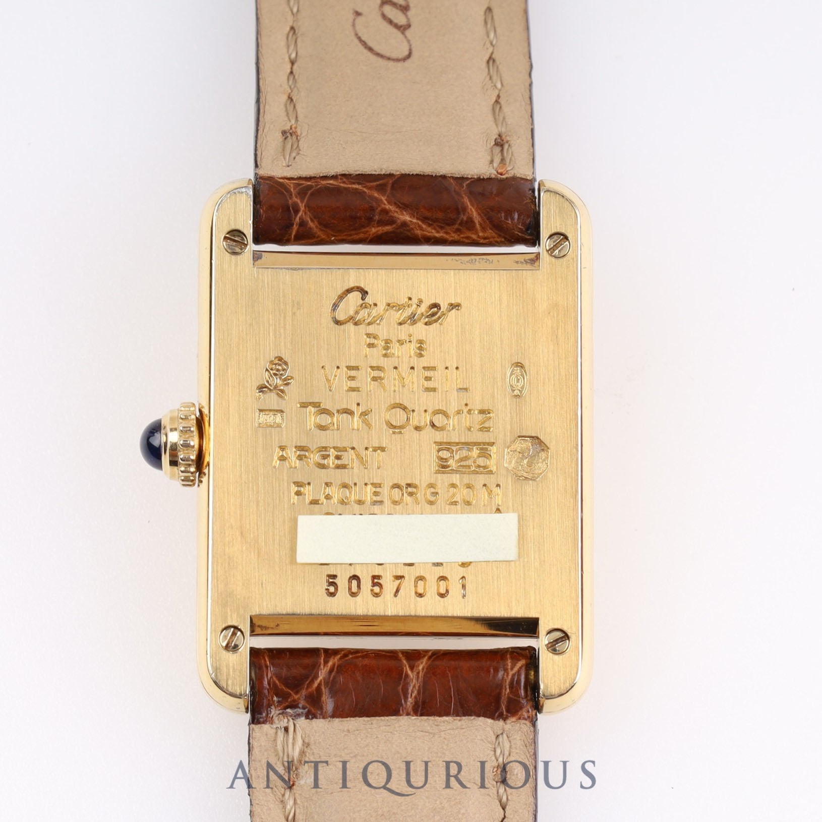 Cartier Must Tank SM QZ W1003053 / 5057001 Cal.57 SV925 Leather Genuine Buckle Straight Roman Dial Box