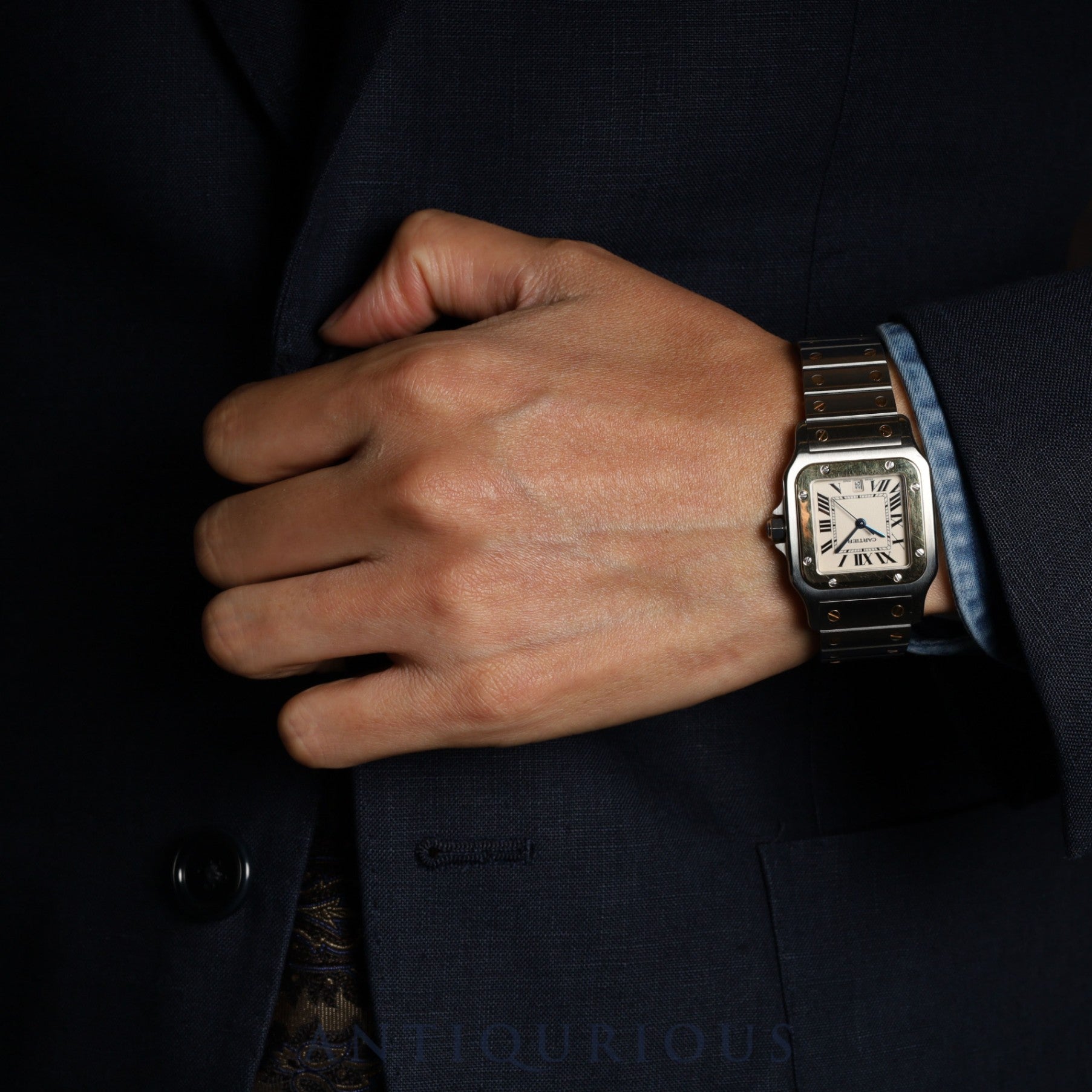 カルティエ サントス ガルベ LM W20011C4/1566 クォーツ Cal.687 SS/YG SS/YG アイボリー文字盤 箱 冊子 保証書(2006年)オーバーホール済み