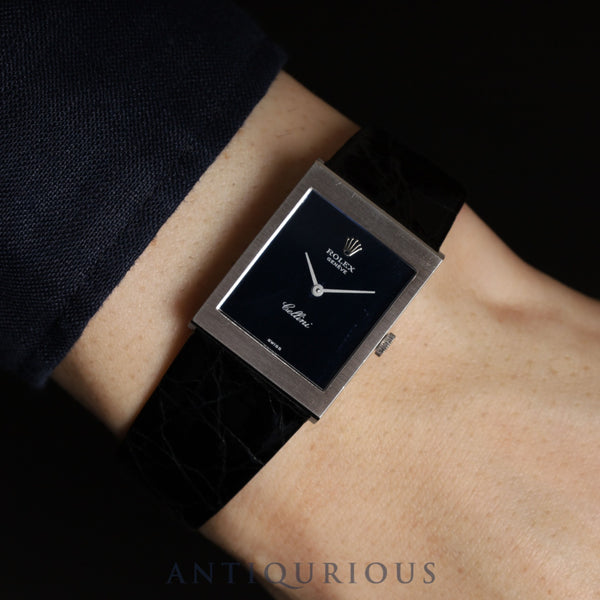 ロレックス チェリーニ 4014 手巻き Cal.1601 750 革 純正尾錠(SS)ブルー文字盤 22×29mm 34番台(1971年)純正革ベルト(使用感あり)オーバーホール済み