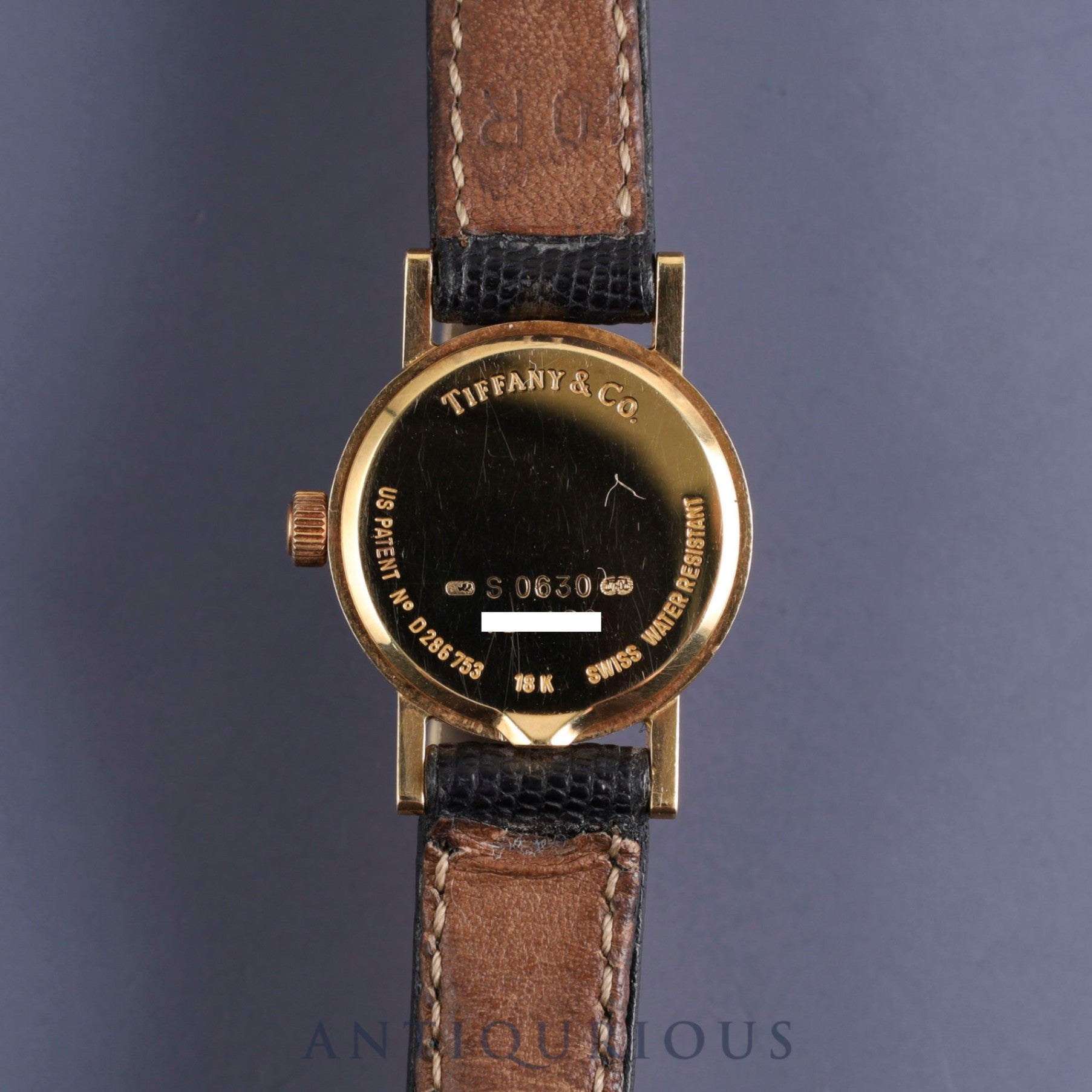 ティファニー アトラス YG CASE S0630 クォーツ YG 純正革ベルト 純正尾錠(GP)シャンパン文字盤 電池交換済み