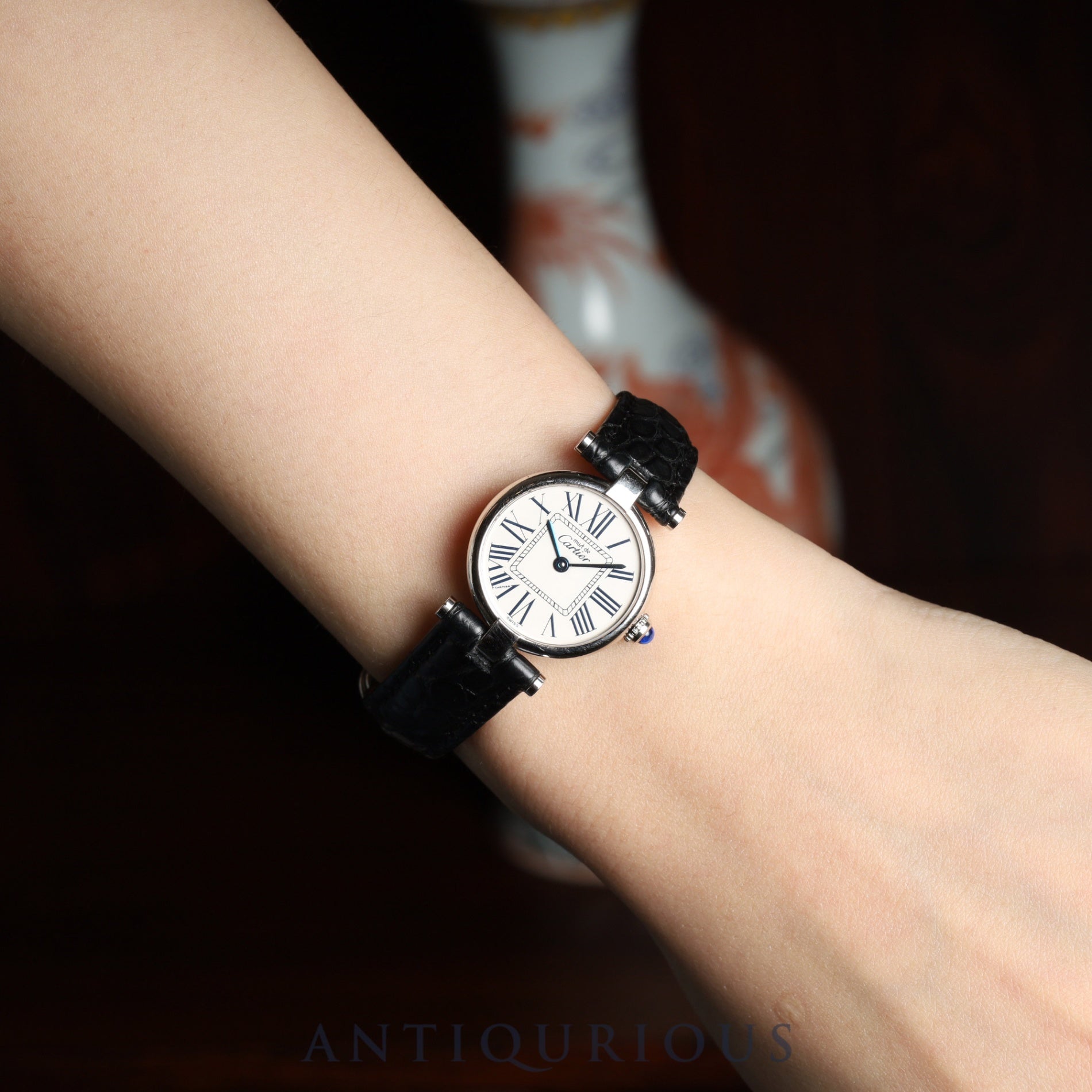 Cartier Must Vendome VLC SM W1007165 / 1850 Quartz Cal.90 SV925 Leather Genuine D-buckle (SS) Opalan dial Overhauled