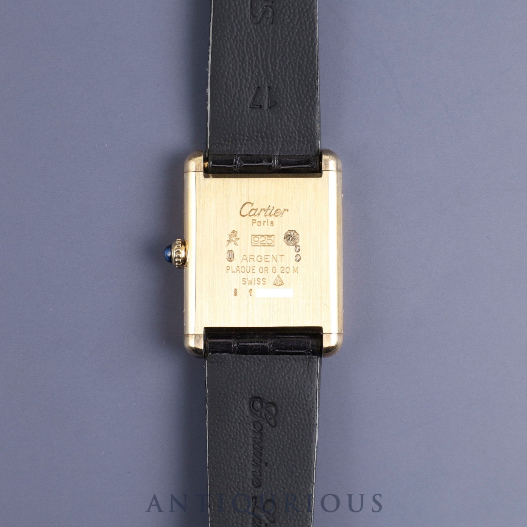 Cartier Must Tank LM Manual winding SV925 Leather Genuine buckle (GP) Black Roman dial Complete service (full maintenance) completed at Cartier boutique