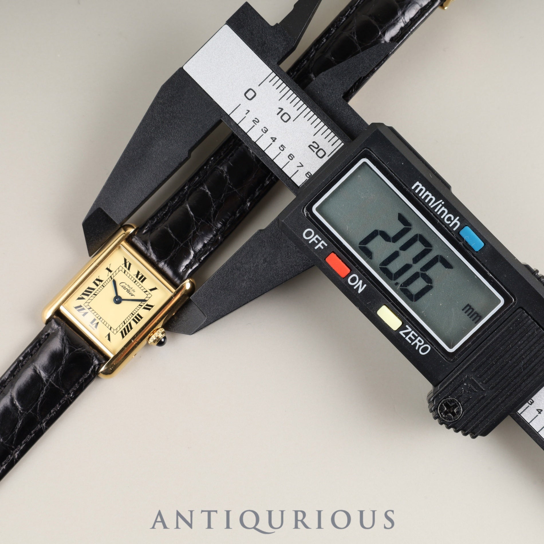 Cartier Must Tank SM W1003154 / 1613 Quartz Cal.057 SV925 Leather Genuine D-buckle (GP) Ivory Roman Dial Box Booklet Warranty (1997) Overhauled