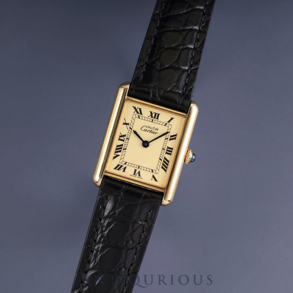 Cartier Must Tank LM Manual winding Cal.78-1 SV925 Genuine leather strap Genuine buckle (GP) Ivory Roman dial Circa 1976-1981 Overhauled