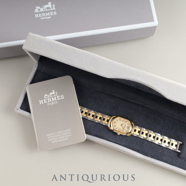 Hermes Rally 77.03 Quartz Cal.976.001 SS/GP SS/GP Ivory Dial Box Booklet Overhauled