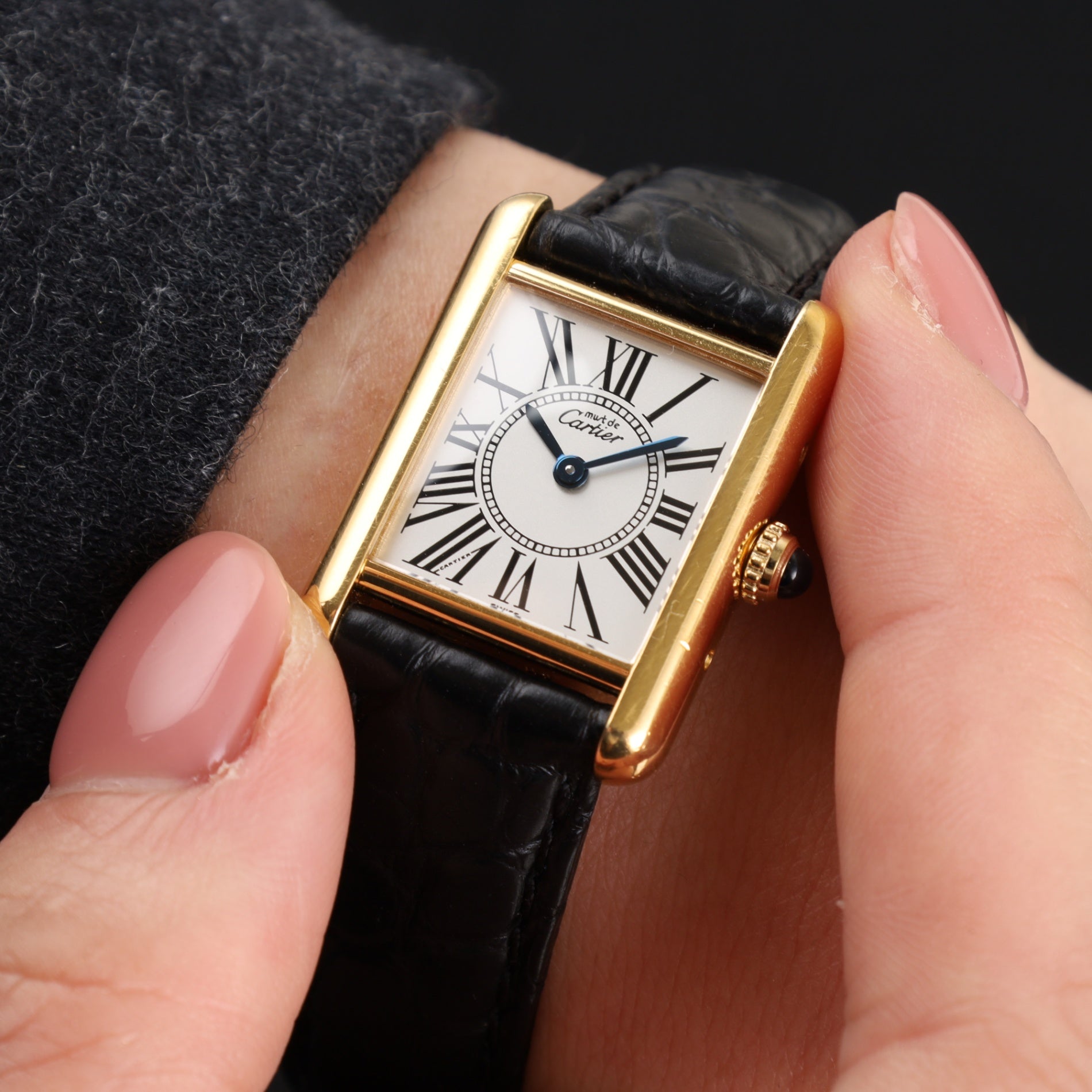 カルティエ マストタンク SM 5057001 クォーツ SV925 革 純正バックル(GP)オパラン文字盤 保証書(1994年)カルティエブティックコンプリートサービス(フルメンテナンス)済み