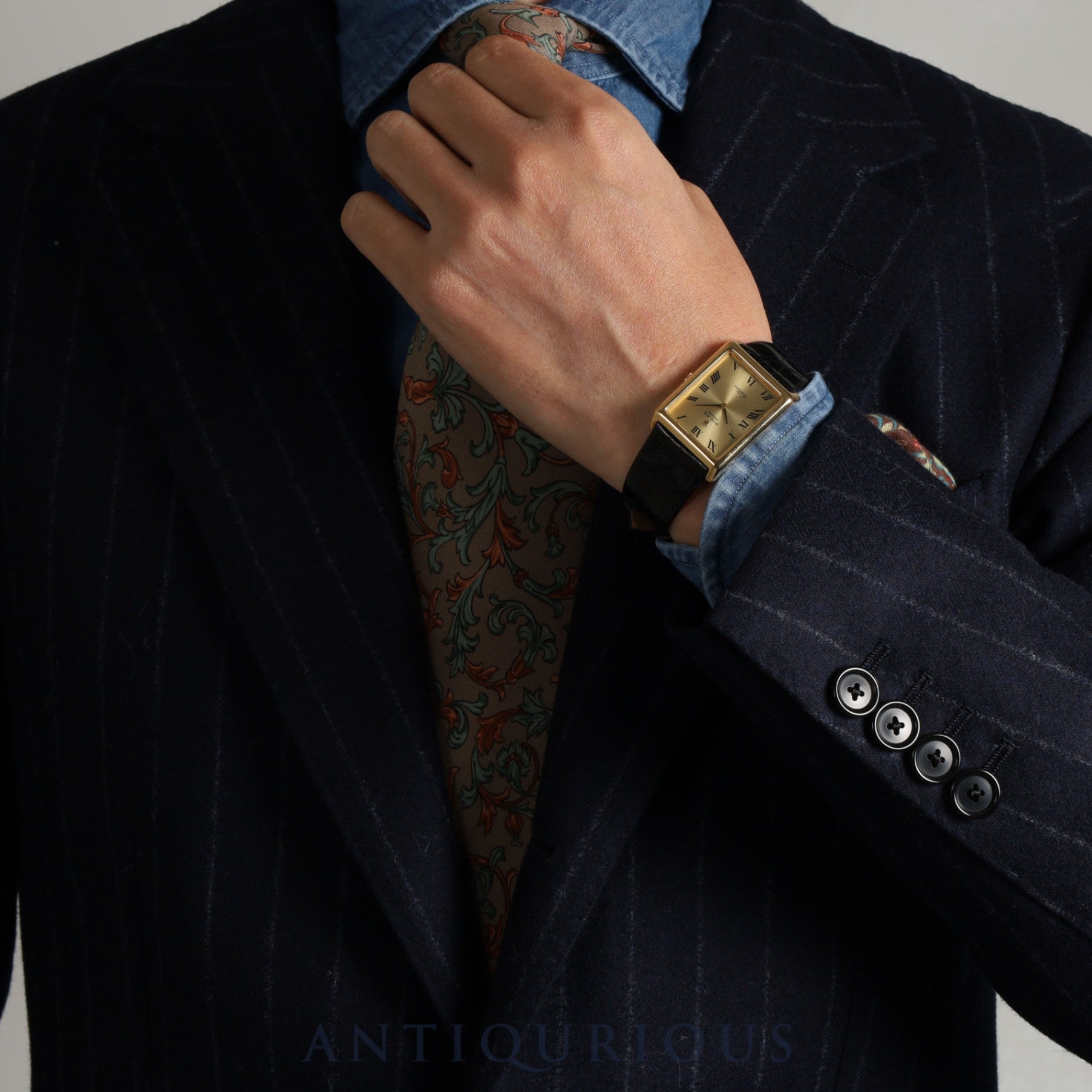 Rolex Cellini 4105 Manual winding Cal.1601 YG Leather Genuine buckle (GP) Gold Roman dial 4th series (1975) Overhauled