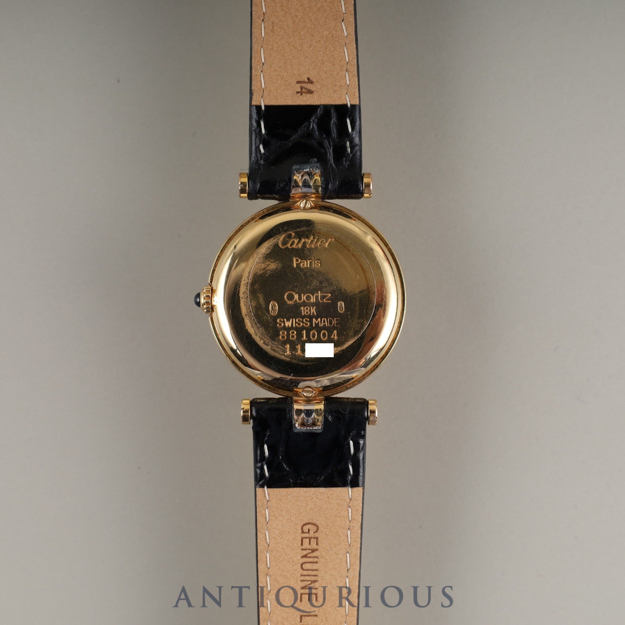 カルティエ ヴァンドーム トリニティ VLC SM 881004 クォーツ Cal.81 750 革 純正尾錠(GP) ホワイトローマン文字盤 オーバーホール済み