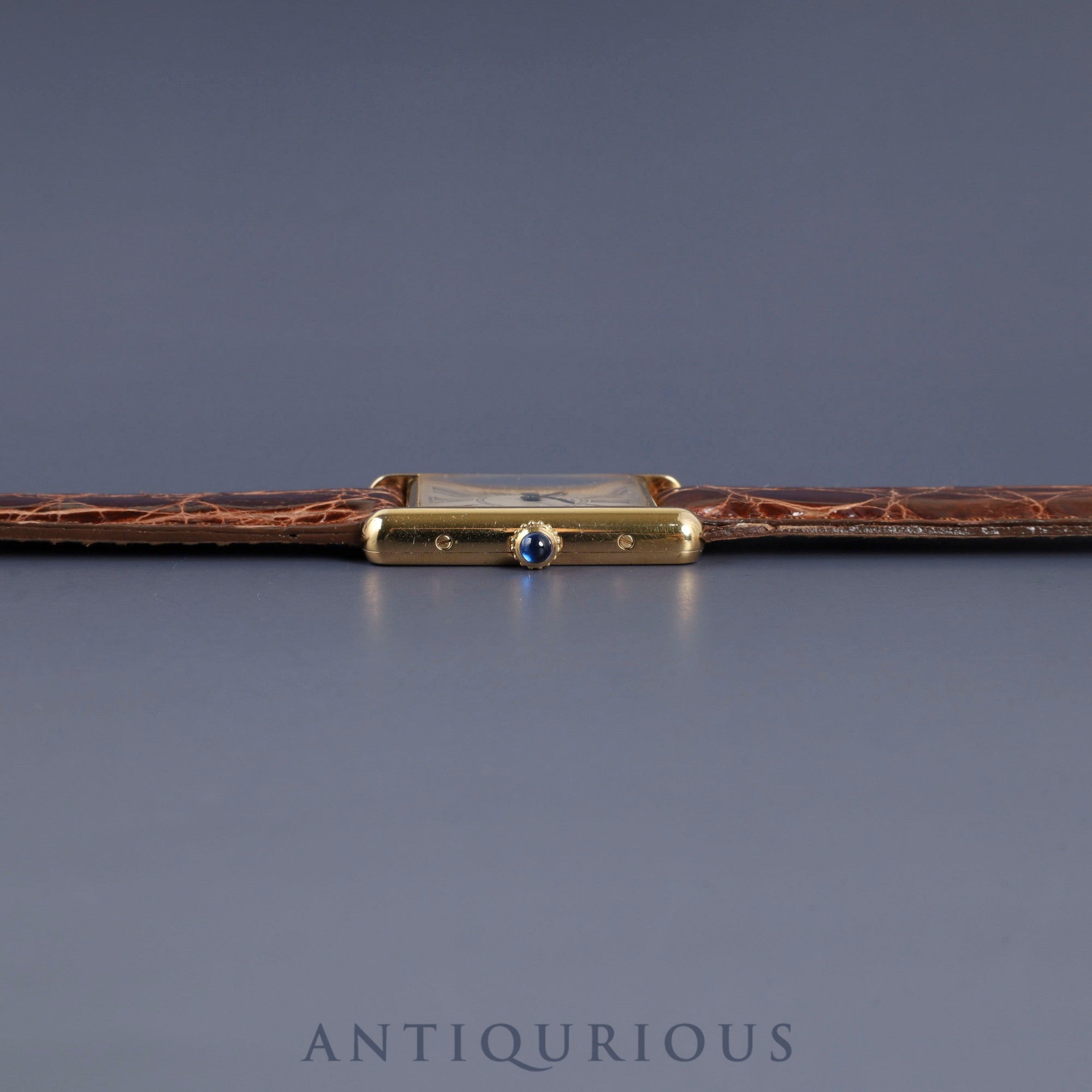 Cartier Must Tank LM W1005654 / 590005 Quartz Caliber 90 SV925 Leather Strap with Genuine GP Buckle, Opalescent Dial, Overhauled