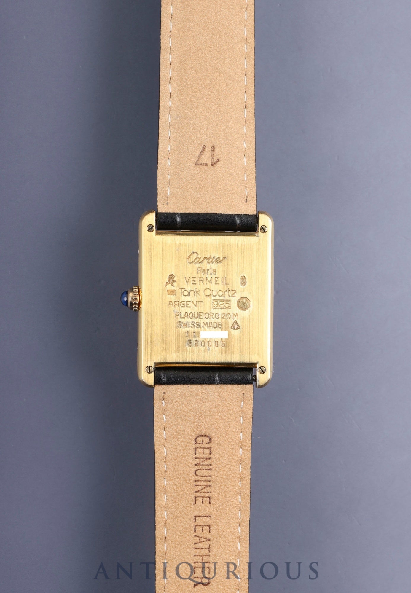 カルティエ マストタンク LM 590005 クォーツ Cal.690 SV925 革 純正Dバックル(GP) アイボリーローマン文字盤(SWISS表記 )1982年頃~1995年頃 オーバーホール済み 新品仕上げ済み