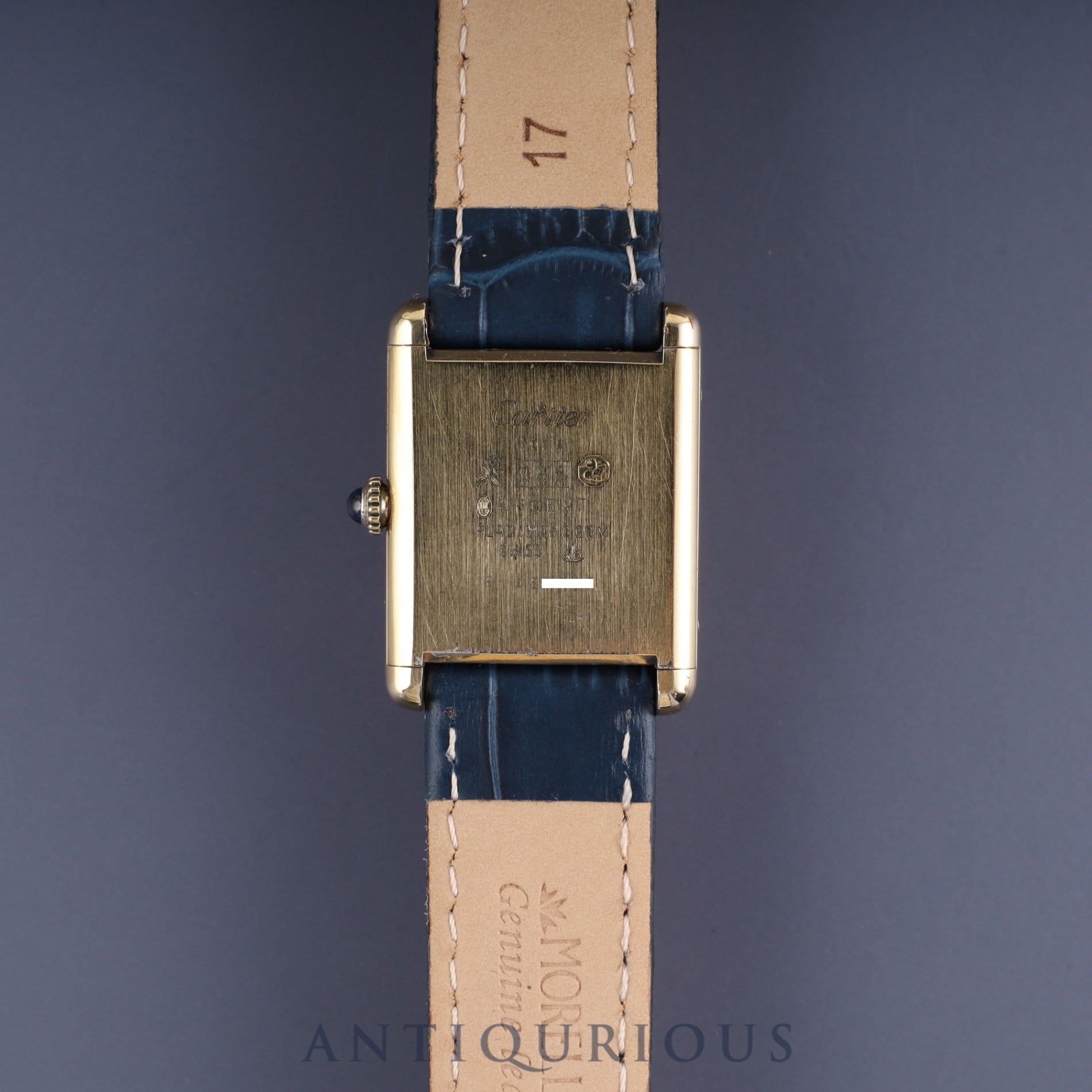 カルティエ マストタンク LM 手巻き Cal.-78-1 SV925 革 純正尾錠(GP)ラピスラズリ文字盤 オーバーホール済み