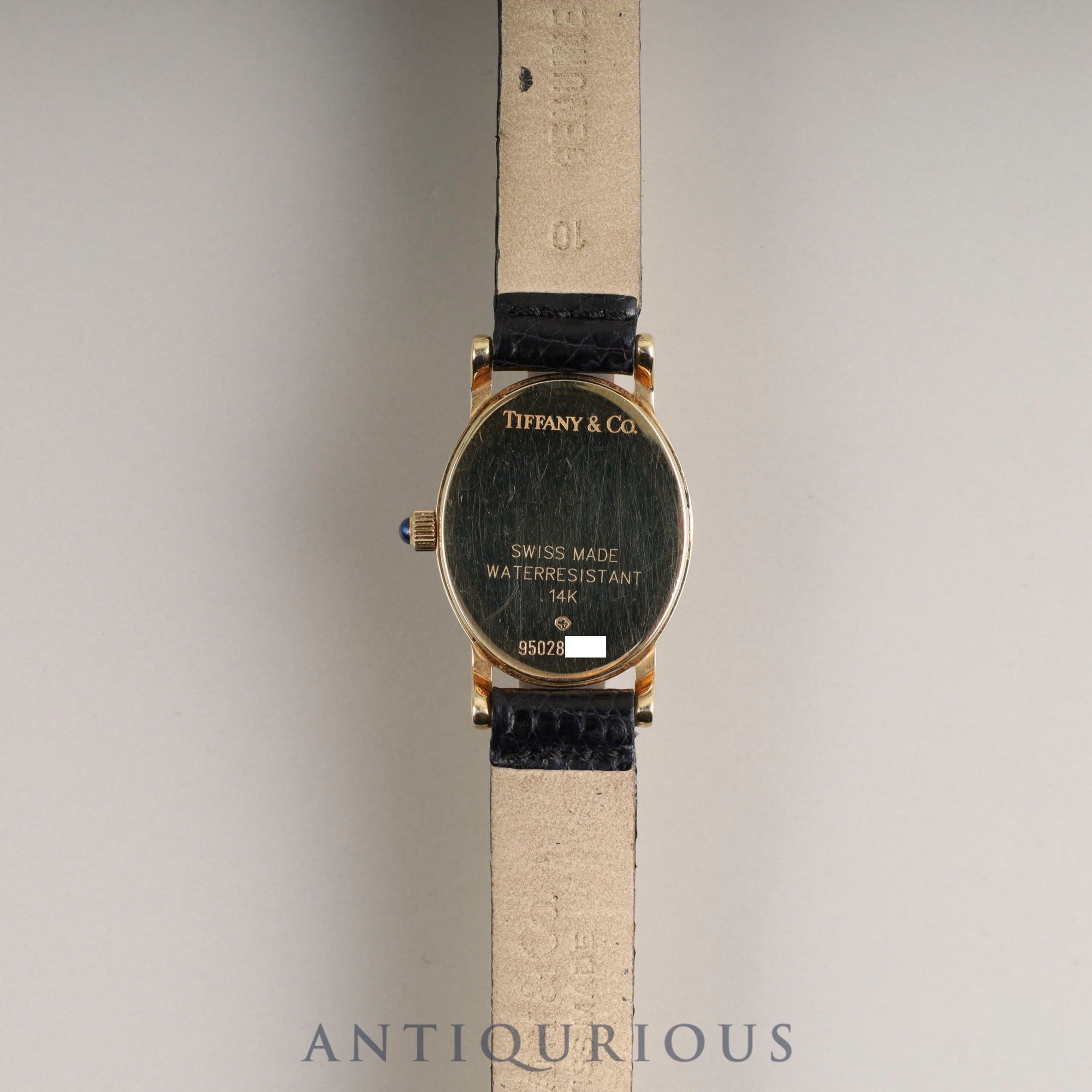 ティファニー オーバル クォーツ Cal.976.001 14K 純正革ベルト 純正尾錠(GP) ホワイトローマン文字盤 箱 オーバーホール済み