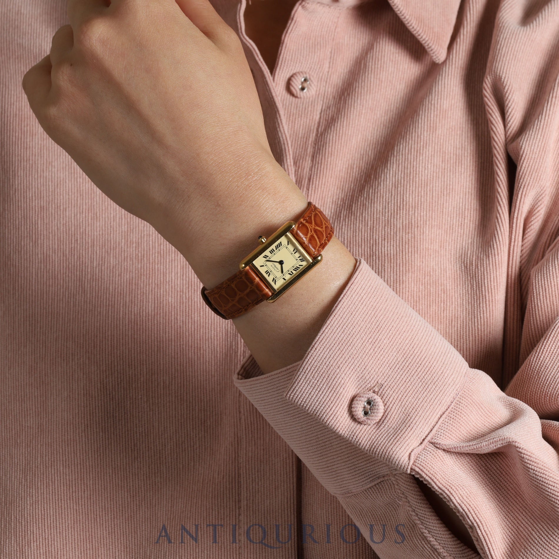 カルティエ マストタンク SM 3 66001 クォーツ Cal.157 925 革 純正尾錠(GP)アイボリーローマン文字盤 オーバーホール済み 新品仕上げ済み