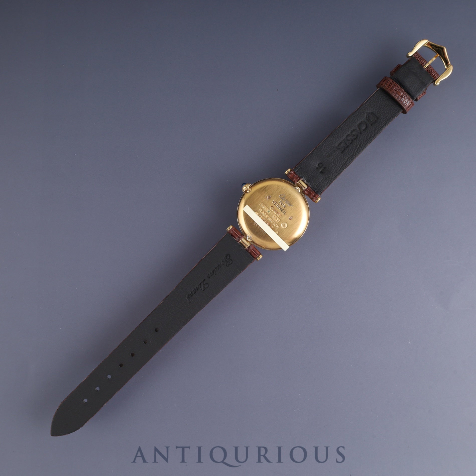 Cartier Must Vendôme VLC LM 590003 Quartz Caliber 90 SV925 Leather Strap with Genuine GP Buckle, Opalescent Dial, Box, Warranty Card (1992) and Booklet, Overhauled