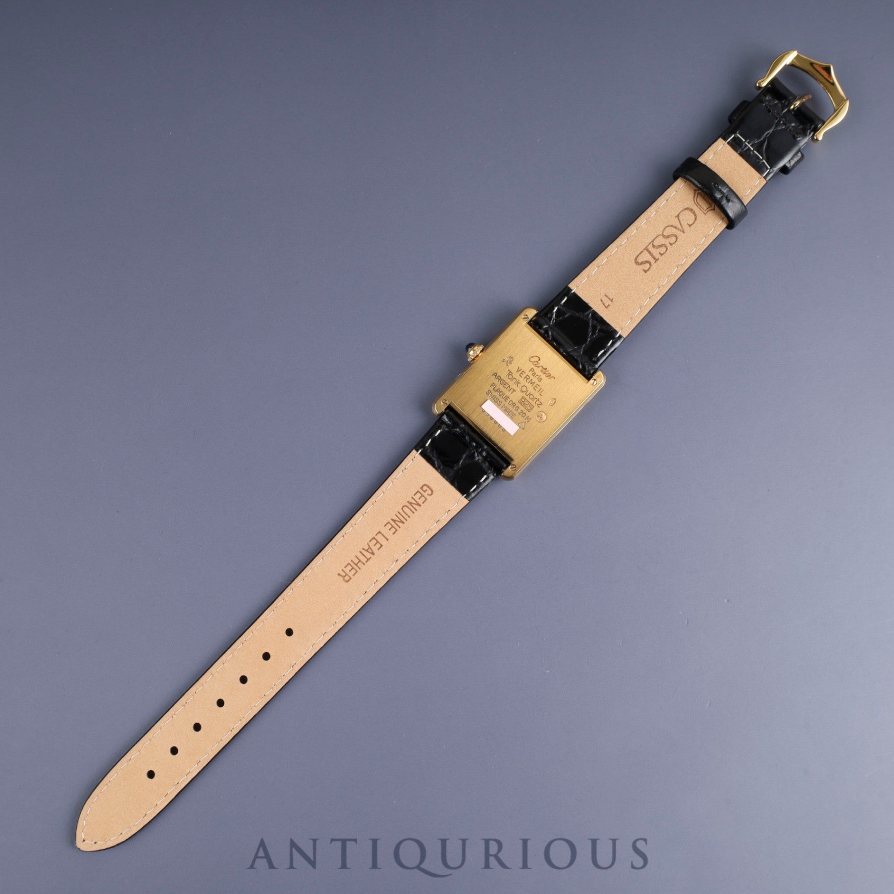 Cartier Must Tank LM 590005 Quartz Cal.90 SV925 Leather Genuine D-buckle (GP) Grey Roman dial Overhauled