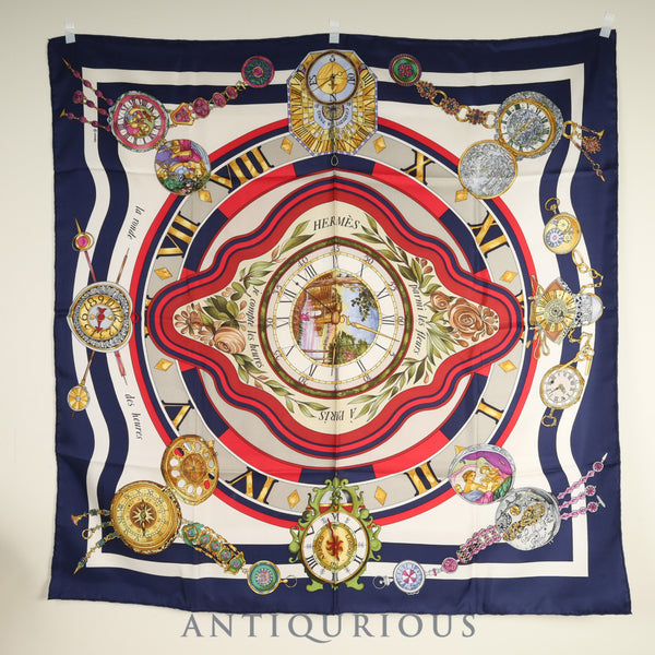 エルメス スカーフ カレ90 Parmi les fleurs je compte les heures 花の中で過ごす時間 SILK100%