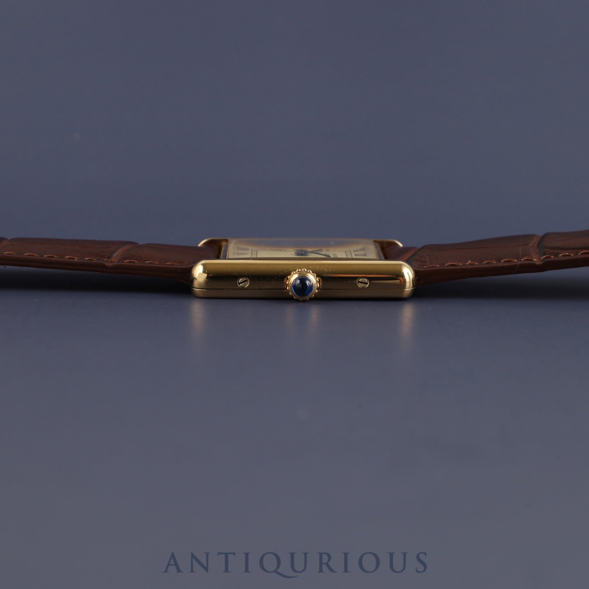 Cartier Must Tank LM 1615 Quartz Cal.90 SV925 Leather Genuine D Buckle (GP) Ivory Roman Dial Overhauled