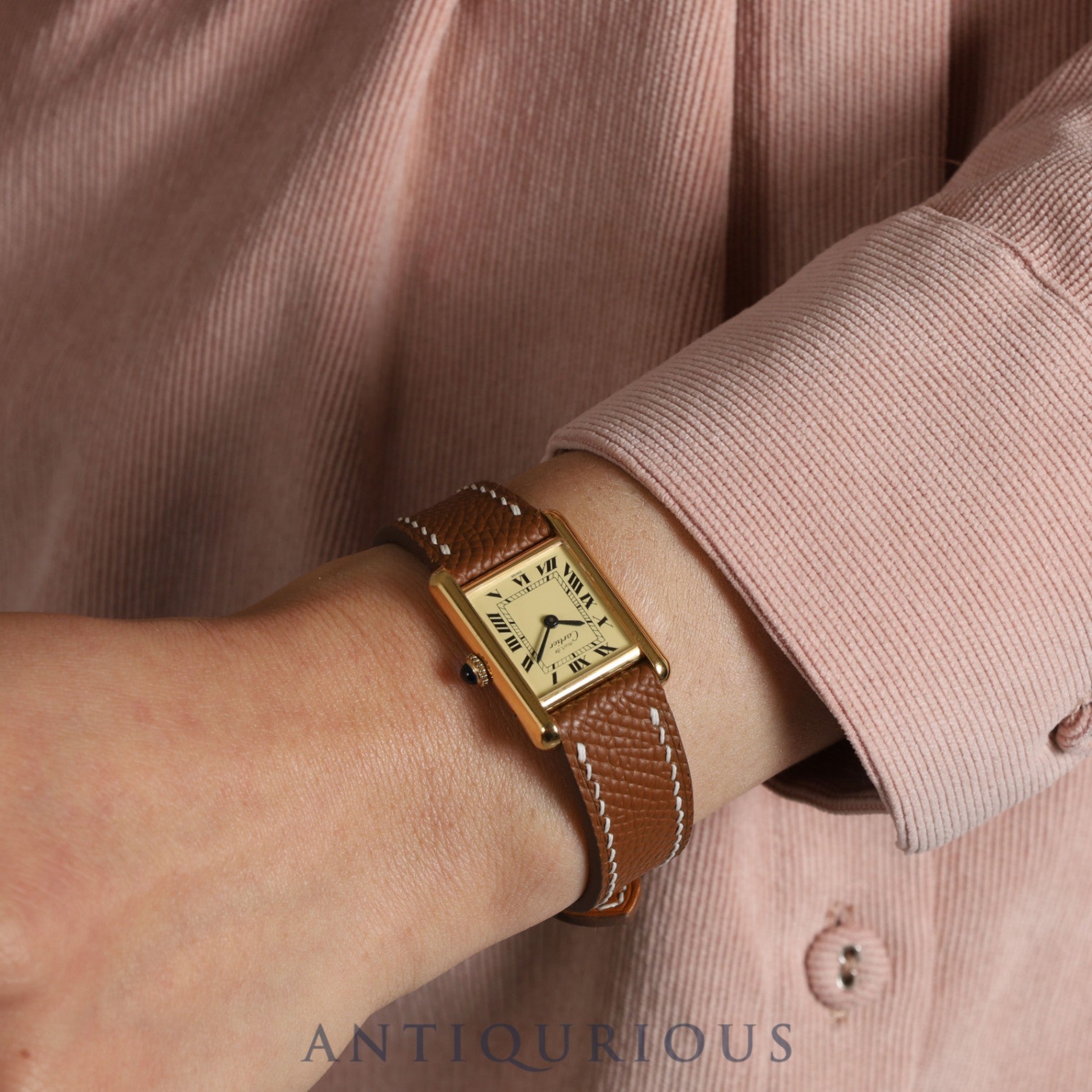 Cartier Must Tank SM 82974213 Manual winding Cal.78-1 SV925 Leather Ivory Roman dial Overhauled New finish