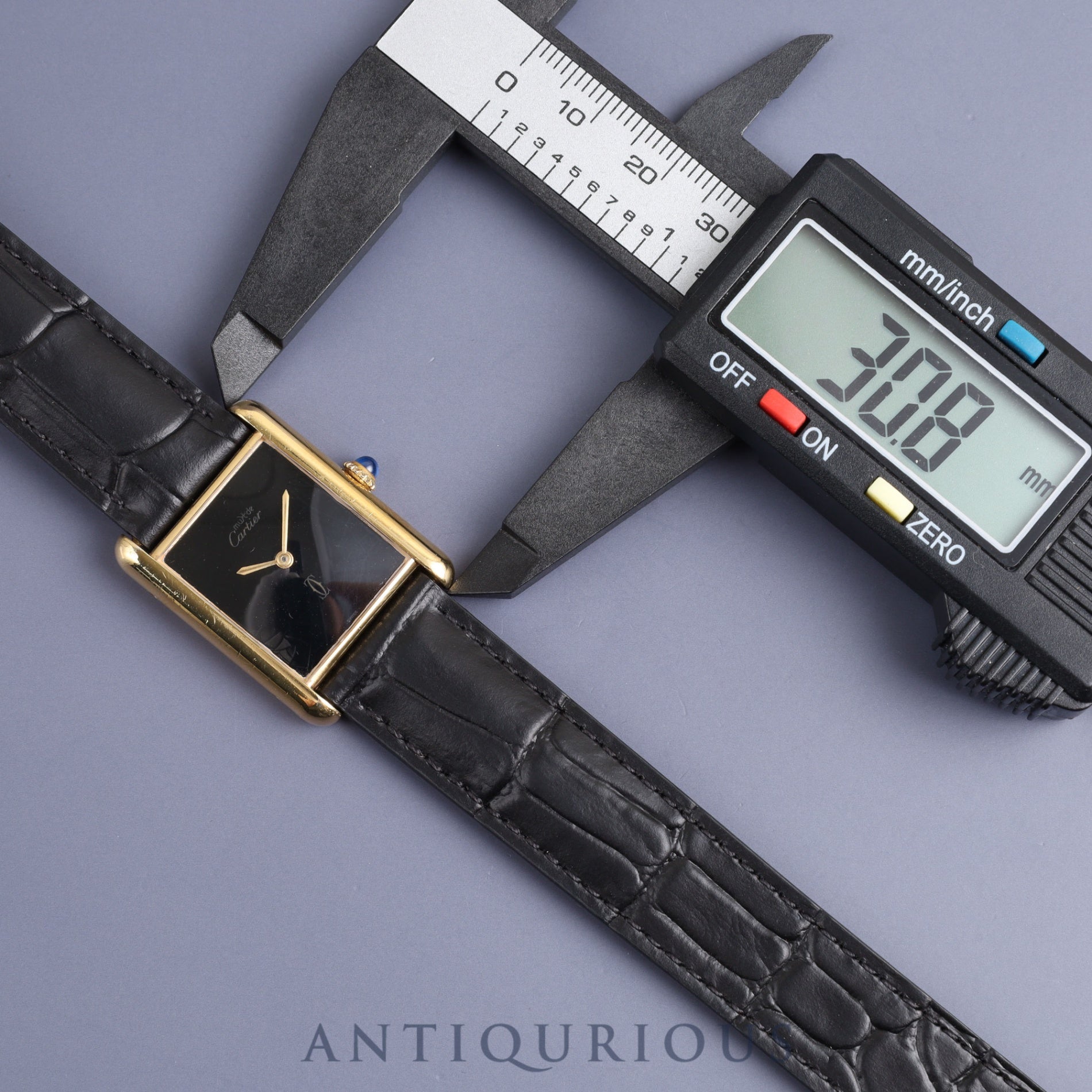 カルティエ マストタンク LM 手巻き Cal.78-1  SV925 革 純正Dバックル(GP)オニキス文字盤 オーバーホール済み 新品仕上げ済み