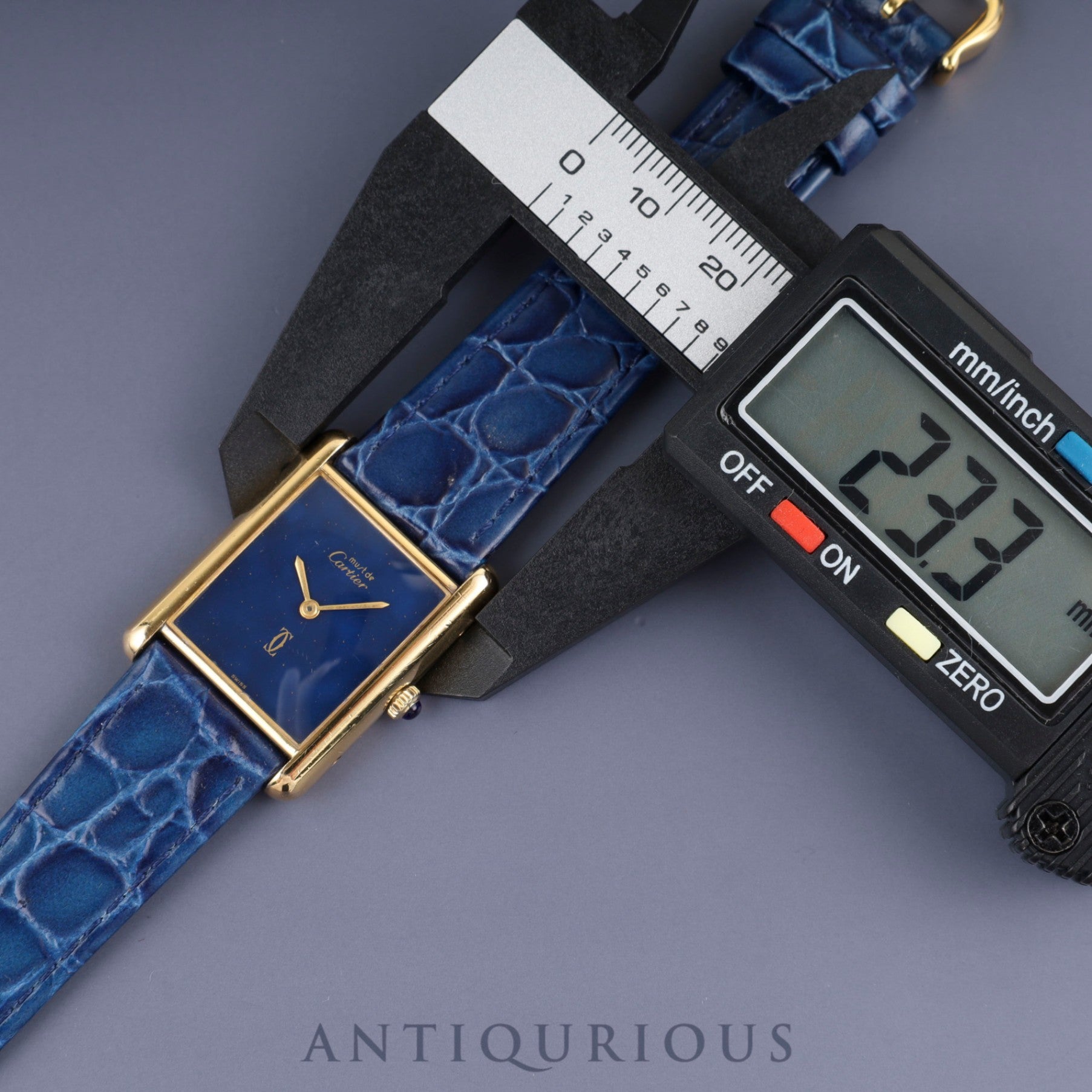 Cartier Must Tank LM Manual winding Cal.78-1 SV925 Leather Genuine buckle (GP) Lapis lazuli dial Overhauled