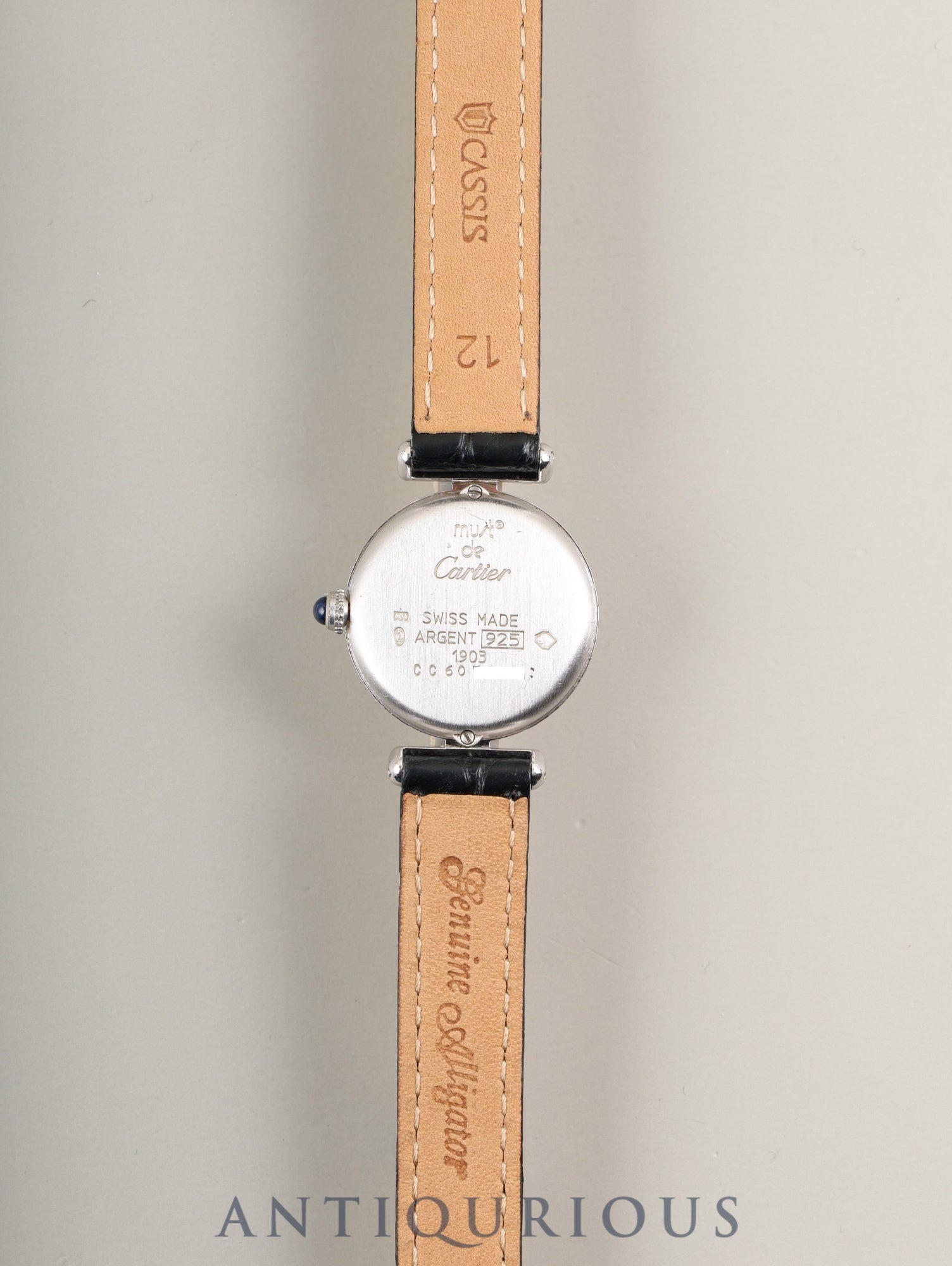 カルティエ マストコリゼ W1001665 / 1903 クォーツ Cal.90 SV925 革 純正Dバックル(SS) ホワイトローマン文字盤 オーバーホール済み リューズ新品仕上げ済み