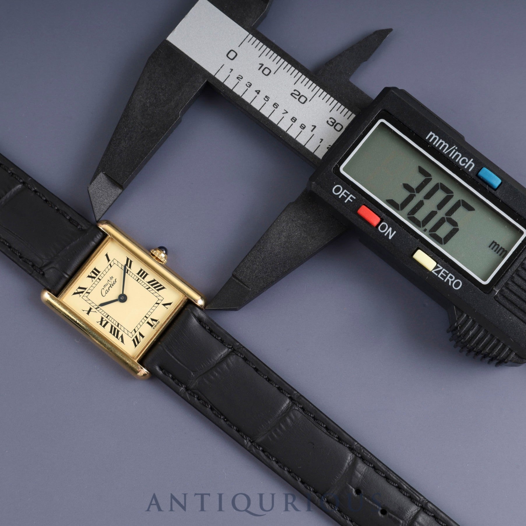 Cartier Must Tank LM 590005 Quartz Cal.90 SV925 Leather Genuine Buckle (GP) Ivory Roman Dial Overhauled