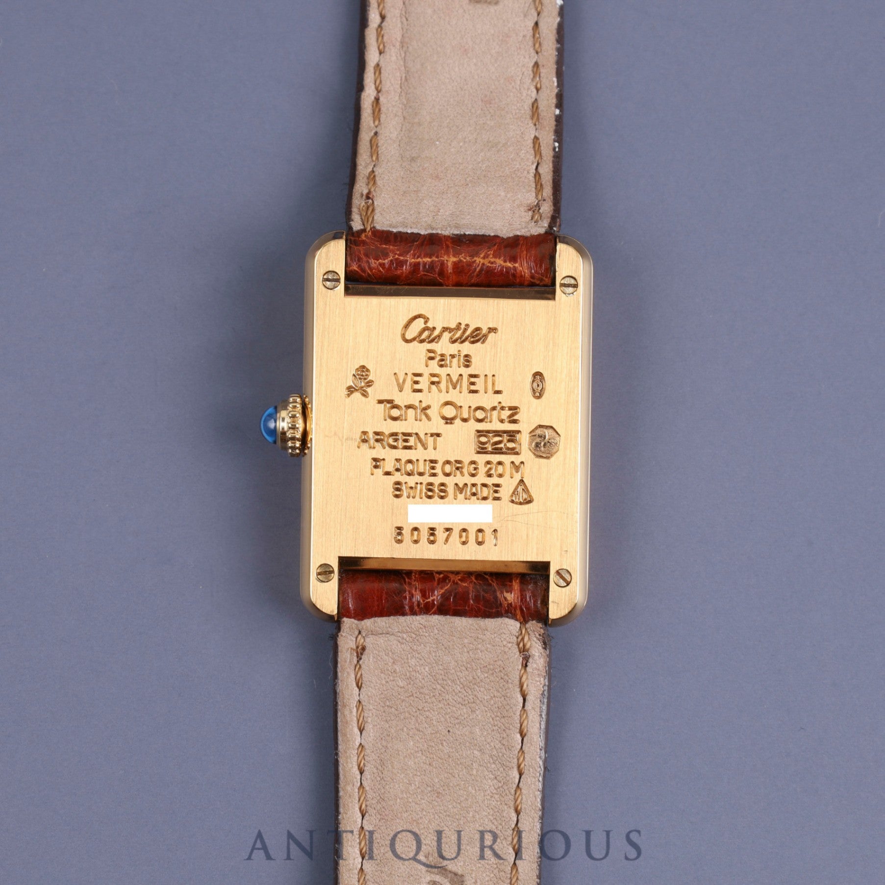 カルティエ マストタンク SM 5057001 クォーツ Cal.057 SV925 純正革ベルト 純正尾錠(GP)アイボリーローマン文字盤 1980年代半ば~1994年頃 オーバーホール済み