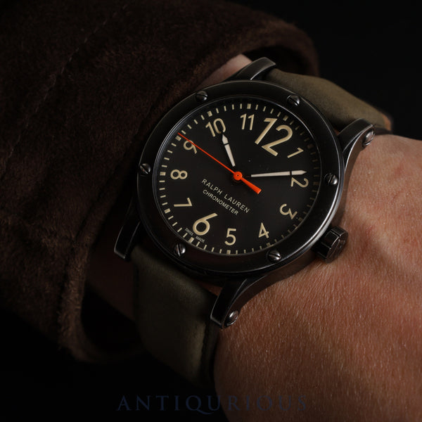 Ralph Lauren Safari Chronometer R0250900 Automatic SS Leather Genuine Buckle (SS) Black Dial Box Booklet Warranty (2014) Overhauled