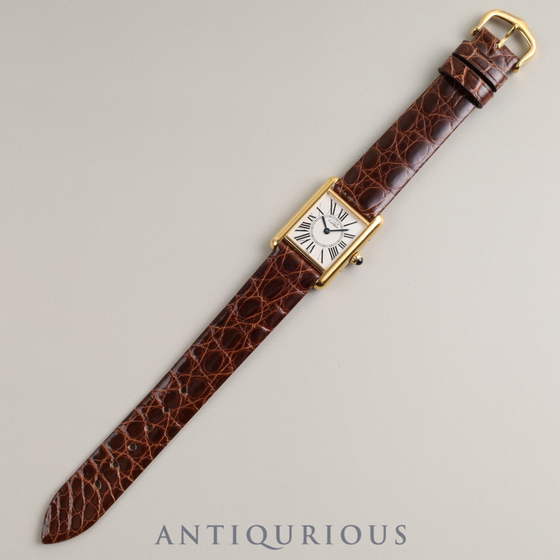 Cartier Must Tank SM QZ 1613 SV925 Leather Genuine Buckle (GP) Opalan Dial Newly Finished Overhauled