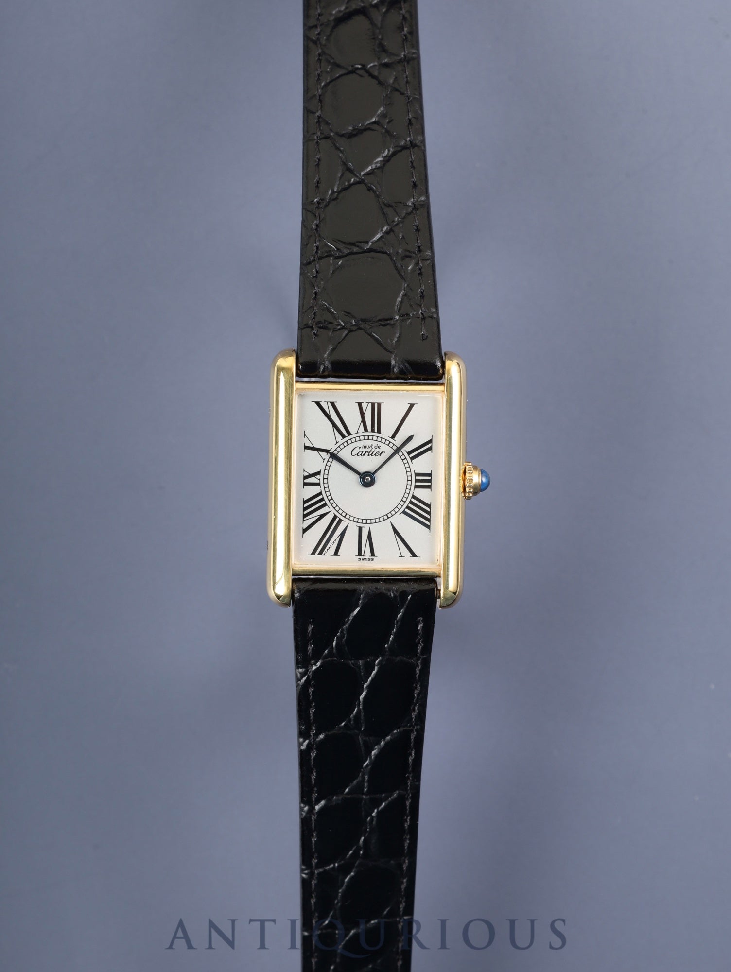 カルティエ マストタンク LM 590005 クォーツ Cal.90 SV925 革 純正尾錠(GP)オパラン文字盤 オーバーホール済み 新品仕上げ済み