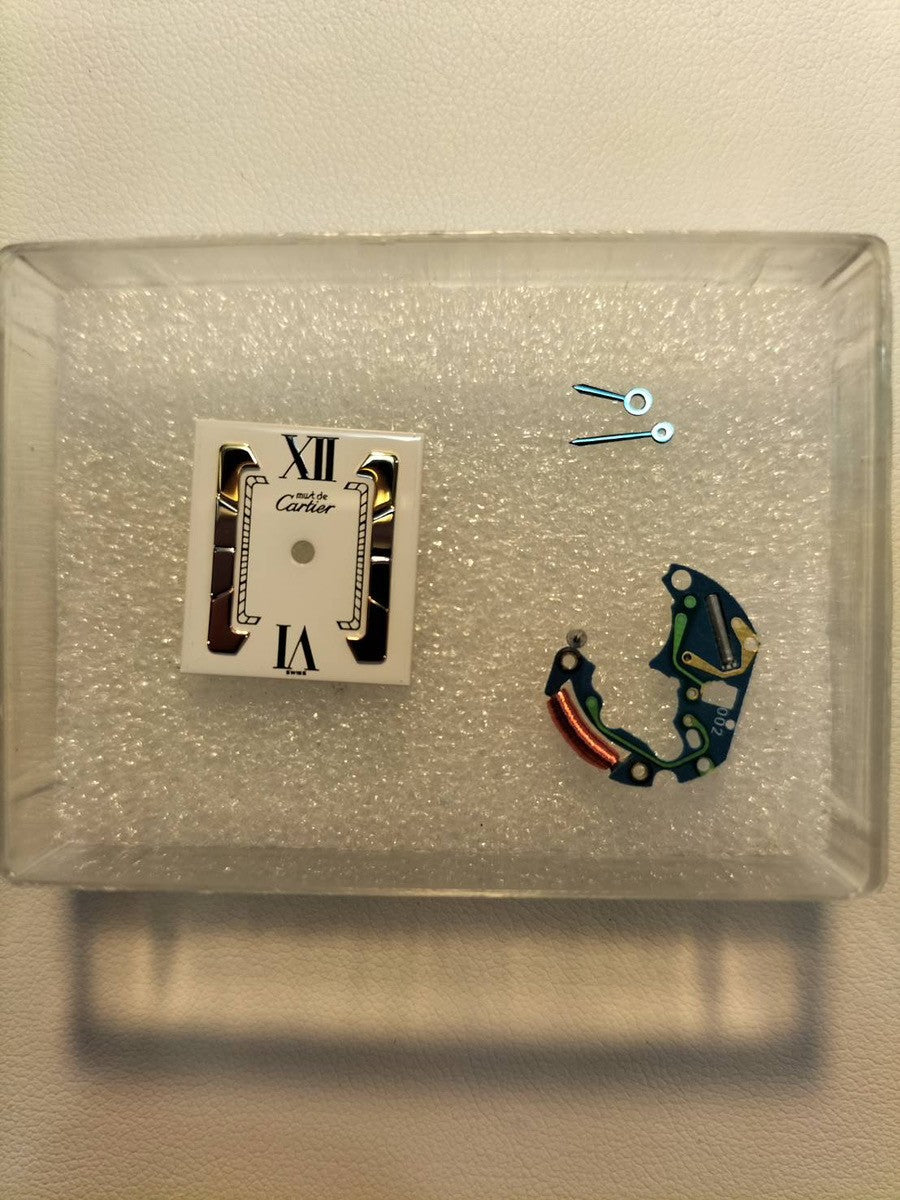 Cartier Must Tank SM 1613 Quartz Caliber 057 SV925 Leather Watch with Genuine D-Buckle (GP) and Side Trinity Dial (SWISS Markings), Circa 1982-1995, Box, Genuine Leather Strap, Overhauled