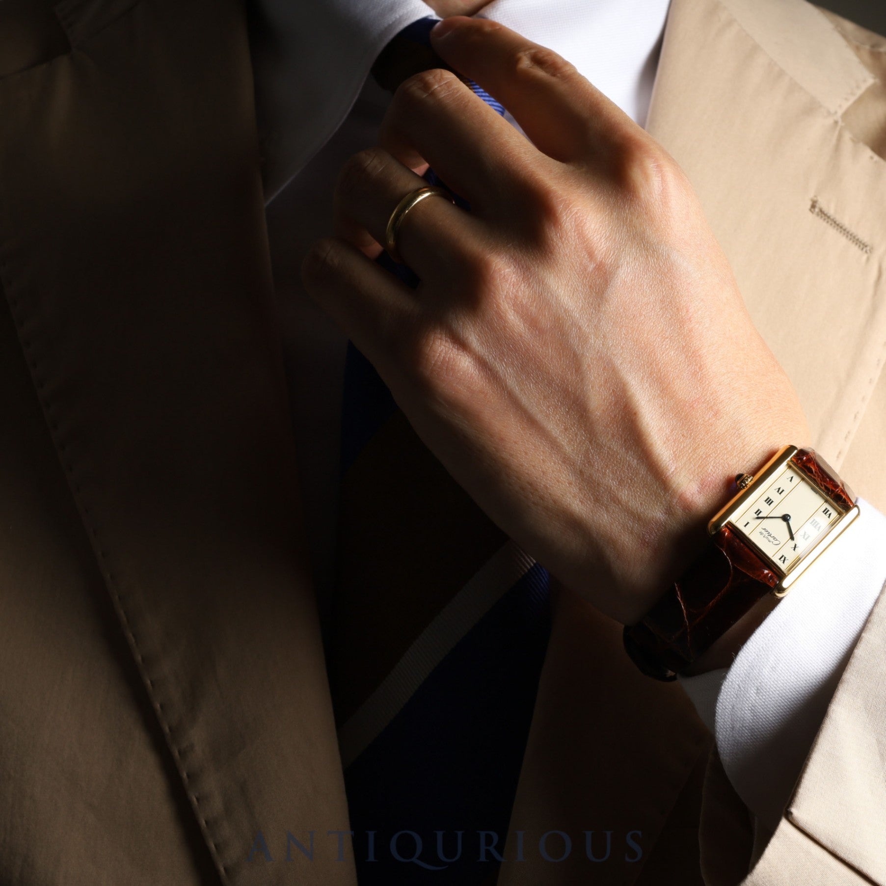 Cartier Must Tank LM QZ 590005 925 Leather Vertical Roman Dial