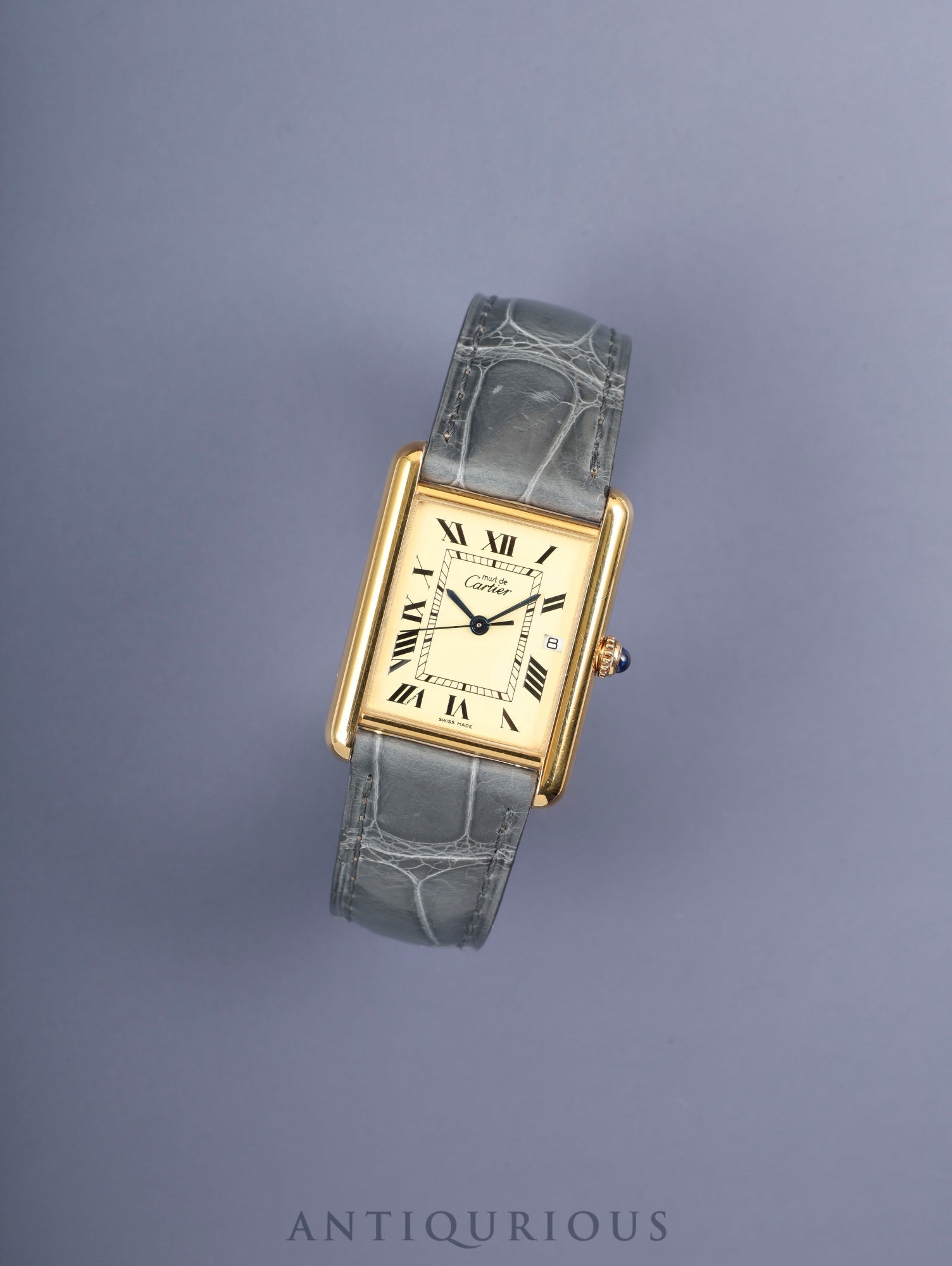 カルティエ マストタンク GM(XL) W1017454 / 2413 クォーツ Cal.687 SV925 純正革ベルト 純正Dバックル(GP)アイボリーローマン文字盤(SWISS MADE表記) 箱 冊子 保証書 (2004年) オーバーホール済み