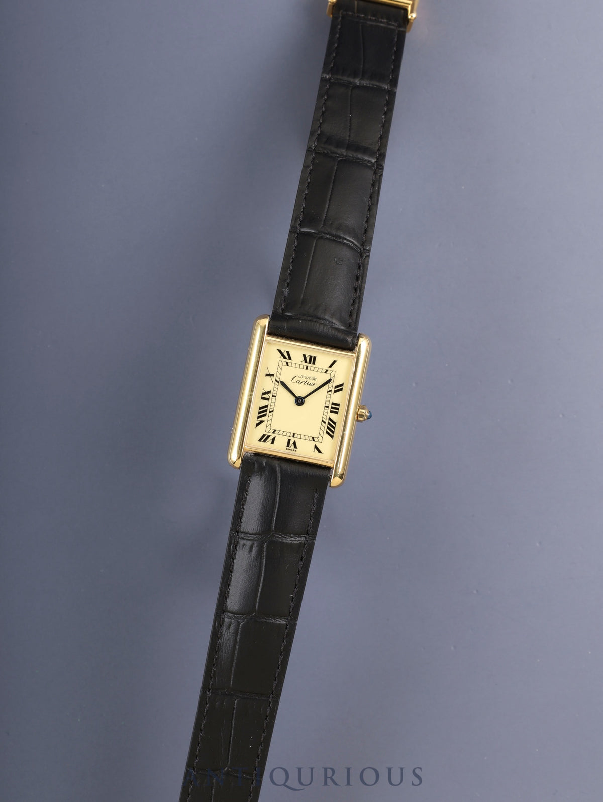 Cartier Must Tank LM 6 81006 Quartz Cal.81 SV925 Leather Genuine D-Buckle (GP) Ivory Roman Dial (SWISS marking) Overhauled Polished