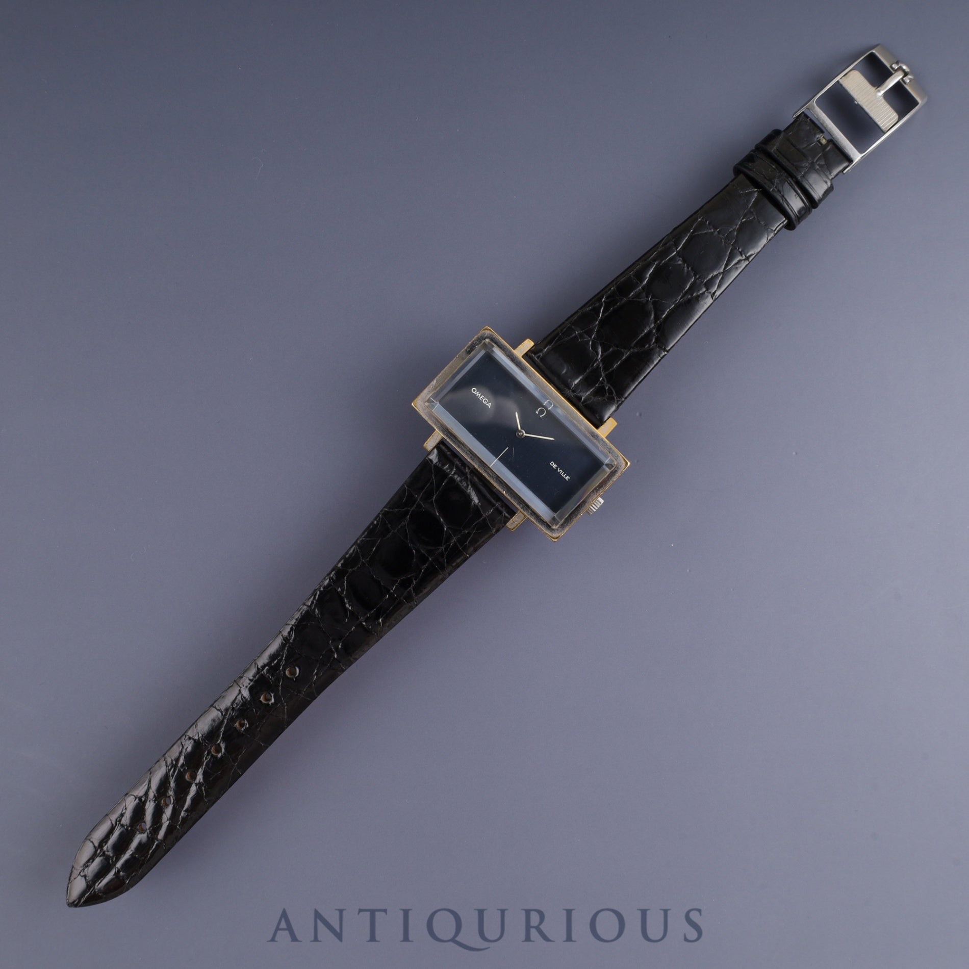 オメガ デ・ヴィル 5110383 手巻き Cal.620 SS 革 純正尾錠(SS) ネイビー文字盤 オーバーホール済み