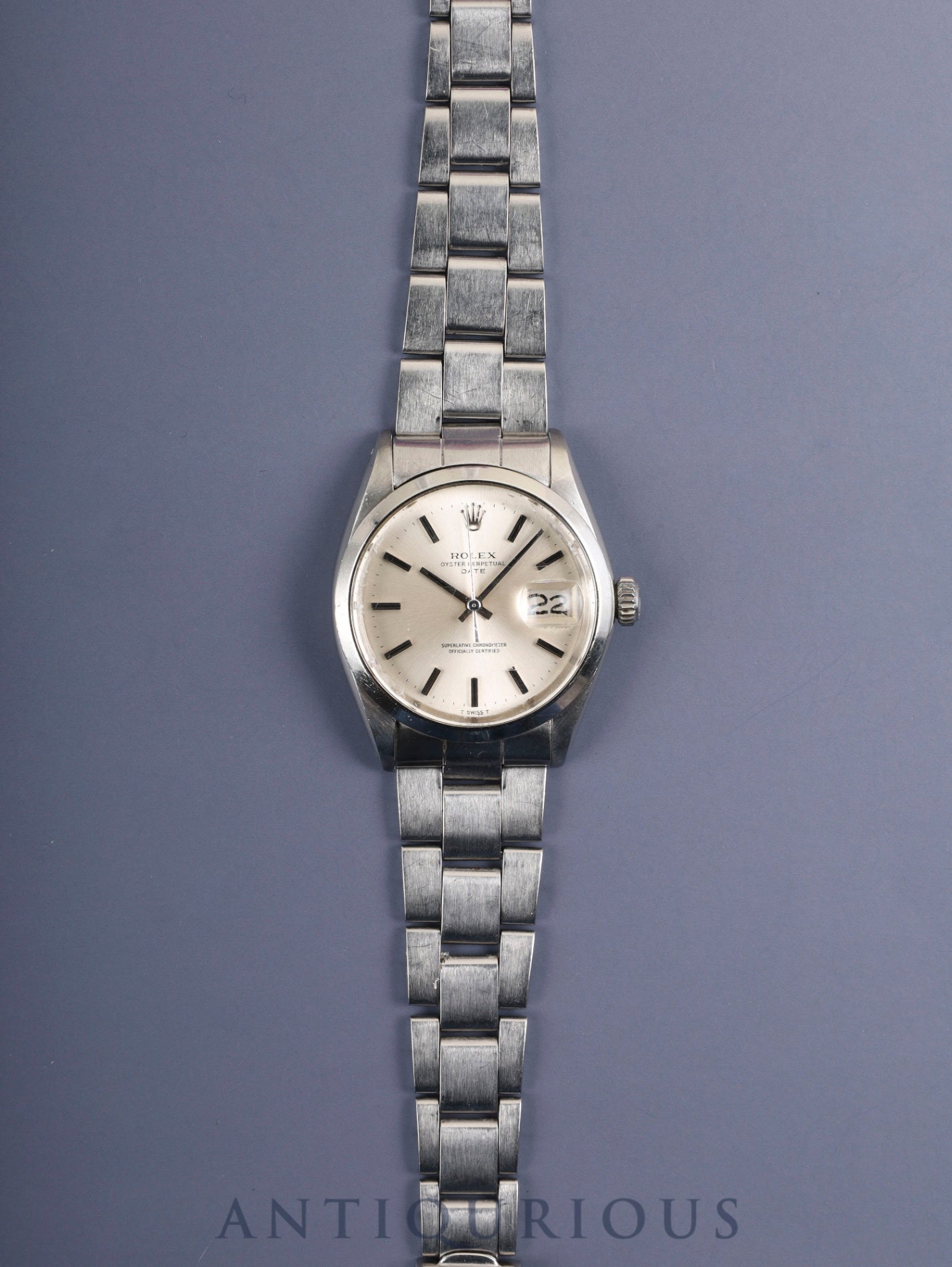 Rolex Oyster Perpetual Date 1500 Automatic Caliber 1570 Stainless Steel Silver Dial No. 25 (1968) Chronometer Certificate Booklet Overhauled