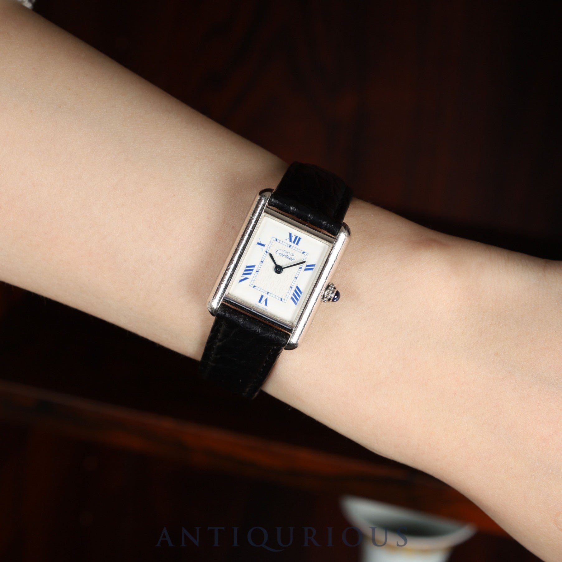 カルティエ マストタンク MM W1014054 / 2416 クォーツ Cal.057 SV925 革 純正Dバックル(SS) ホワイト飛びローマン文字盤 オーバーホール済み