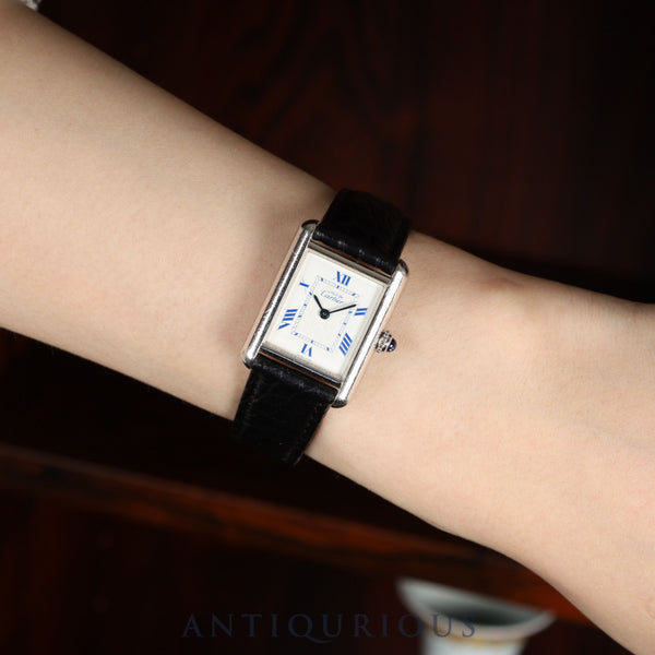 カルティエ マストタンク MM W1014054 / 2416 クォーツ Cal.057 SV925 革 純正Dバックル(SS) ホワイト飛びローマン文字盤 オーバーホール済み