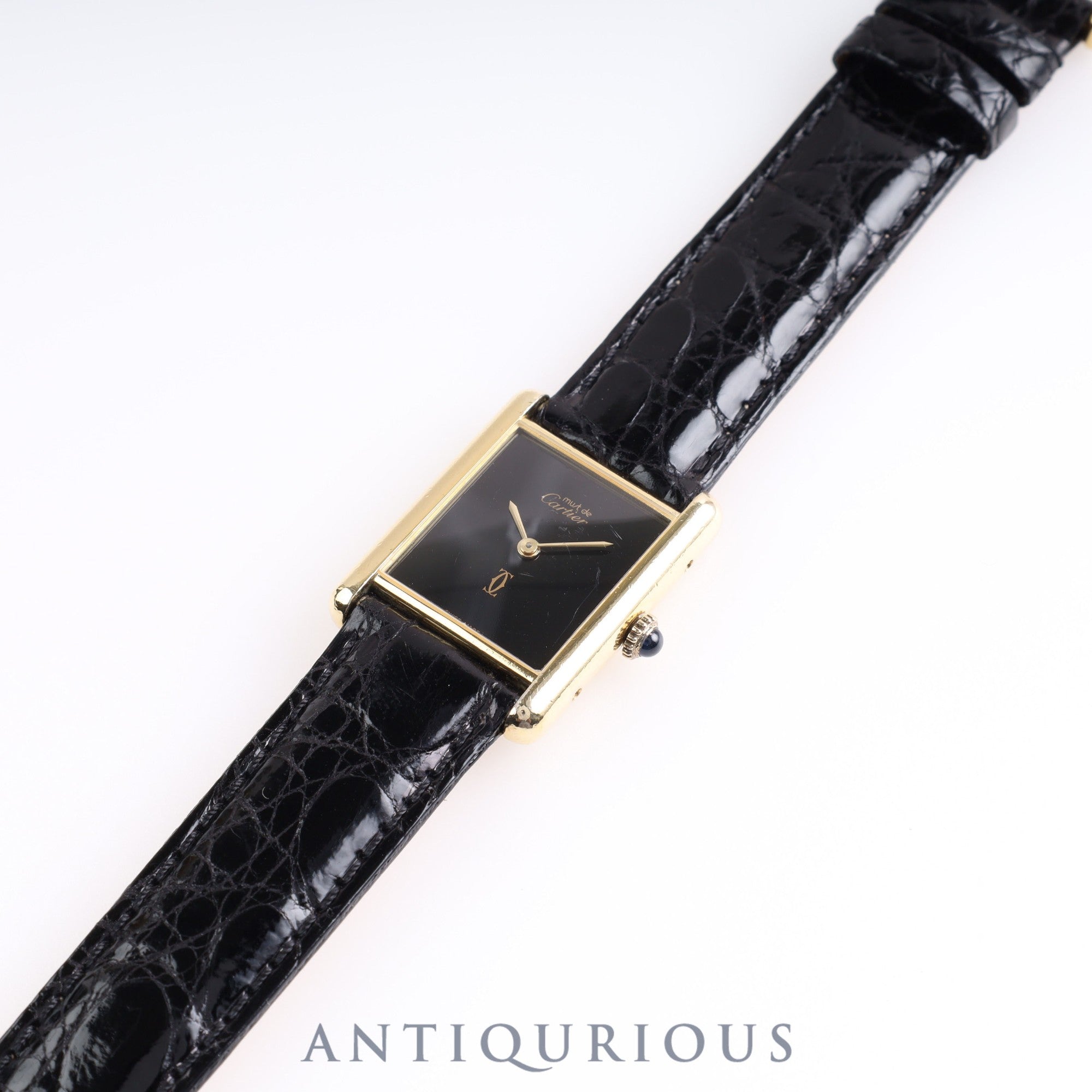 Cartier Must Tank LM Manual winding Genuine buckle Onyx dial Complete Cartier boutique service completed