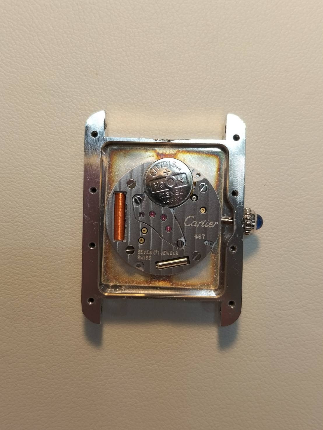 Cartier Must Tank GM (XL) W1014154 / 2414 Quartz Caliber 687 SV925 Leather Strap with Genuine Stainless Steel Buckle White Roman Dial (SWISS MADE) Circa 1990-2004 Overhauled