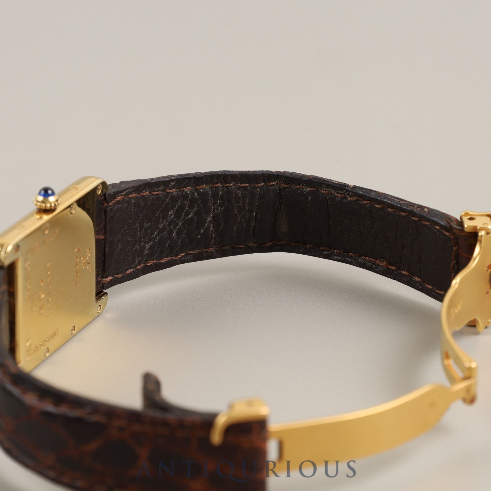Cartier Must Tank GM (XL) W1017454 / 2413 Quartz Cal.687 SV925 Leather Genuine D Buckle (GP) Ivory Dial Overhauled