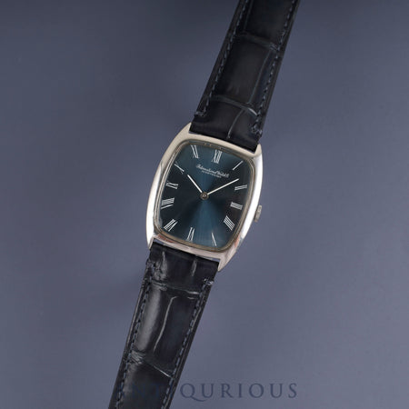 IWC Old Inter Schauhausen 2582 Manual Winding Caliber 423 Stainless Steel Leather Strap with Aftermarket Buckle, Blue Roman Dial, Overhauled